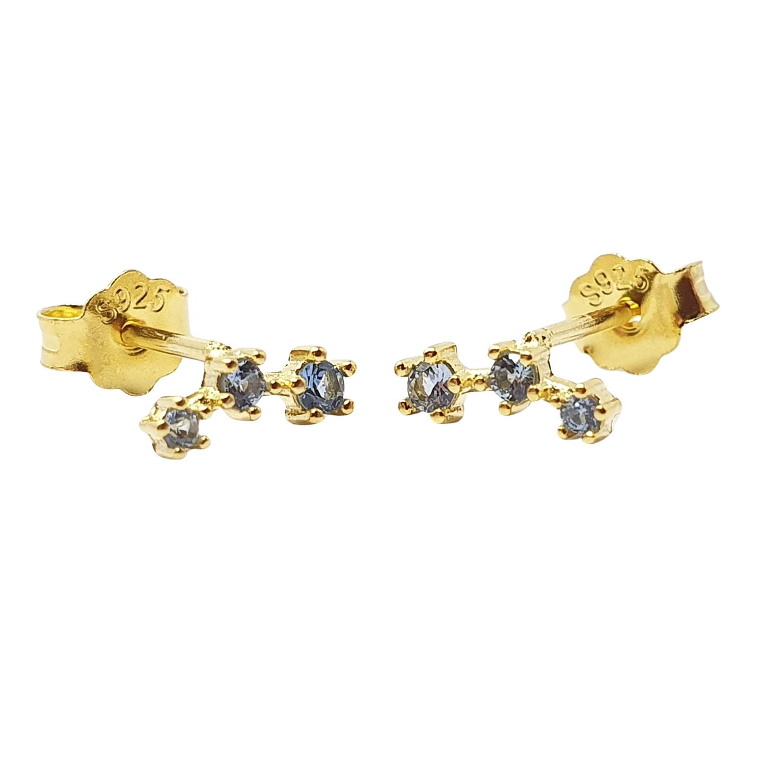 Blue Blue Topaz December Birthstone Climber Stud Earrings
