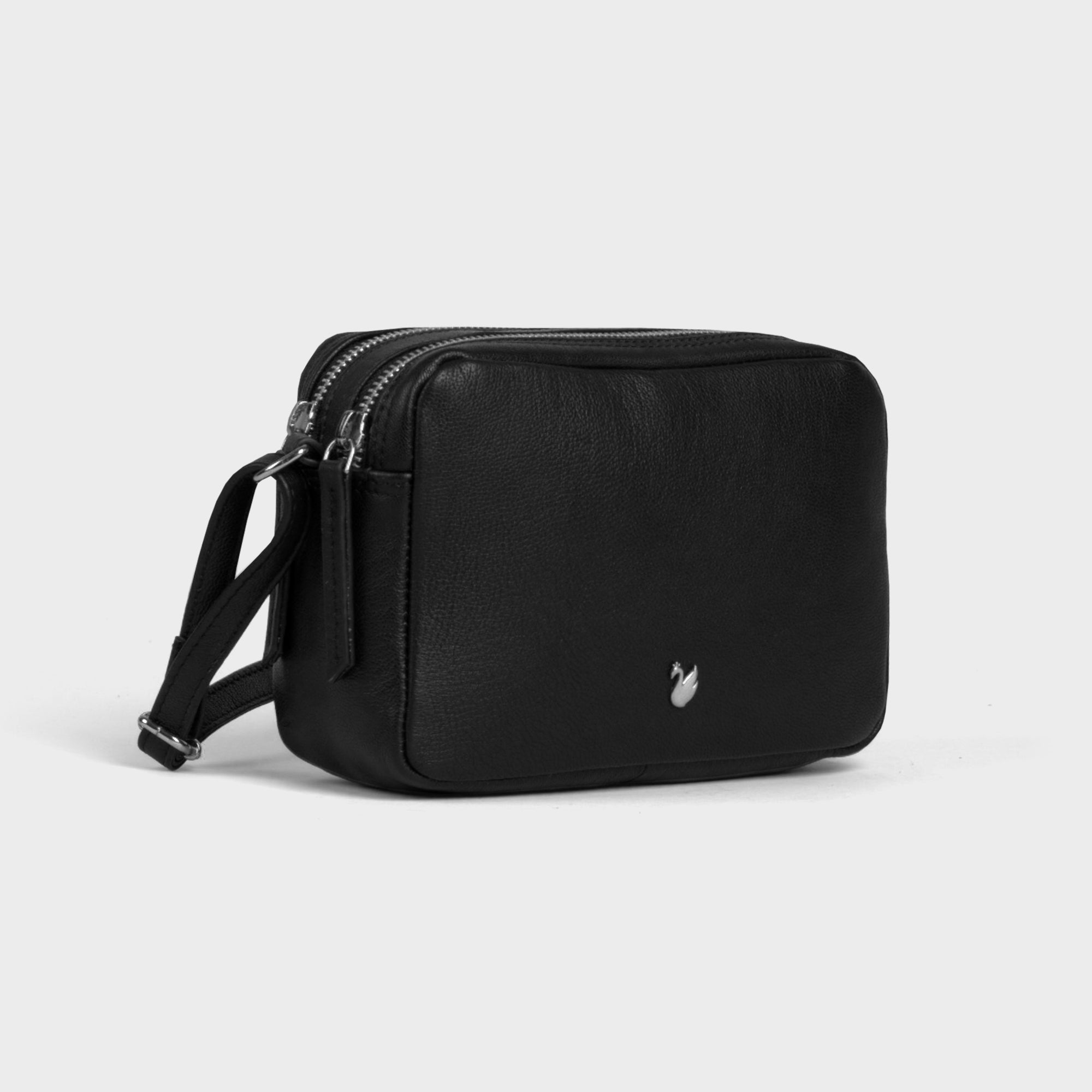 Black Assots London Black 'AVON' Soft Nappa Full Grain Real Leather Crossbody Bag, Image 3 of 5