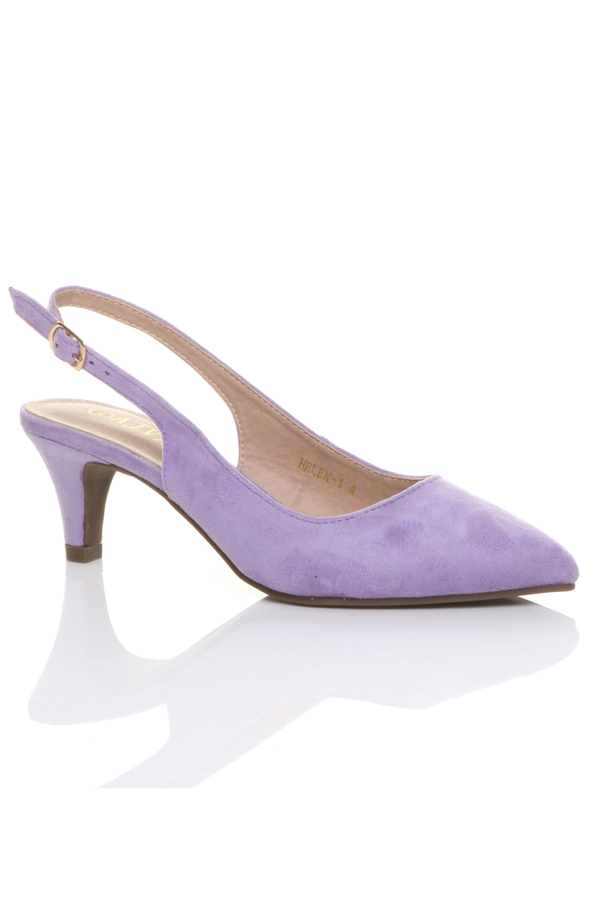 Purple Mid Heel Slingback Pointed Toe Court Shoes