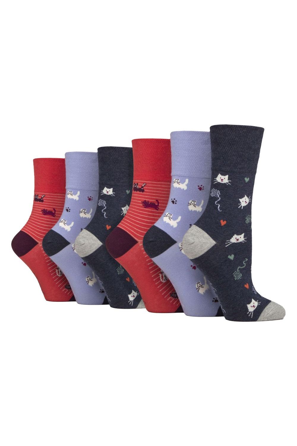 Charcoal 6 Pairs Wildlife Dogs Cats Patterned Socks, Image 1 of 2