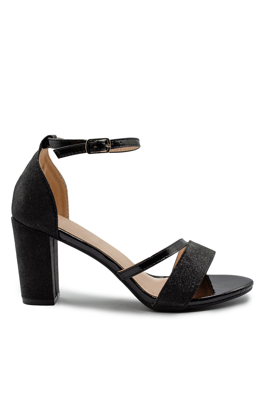 Black Perla' Wide Fit Mid High Block Heel Sandals, Image 2 of 3