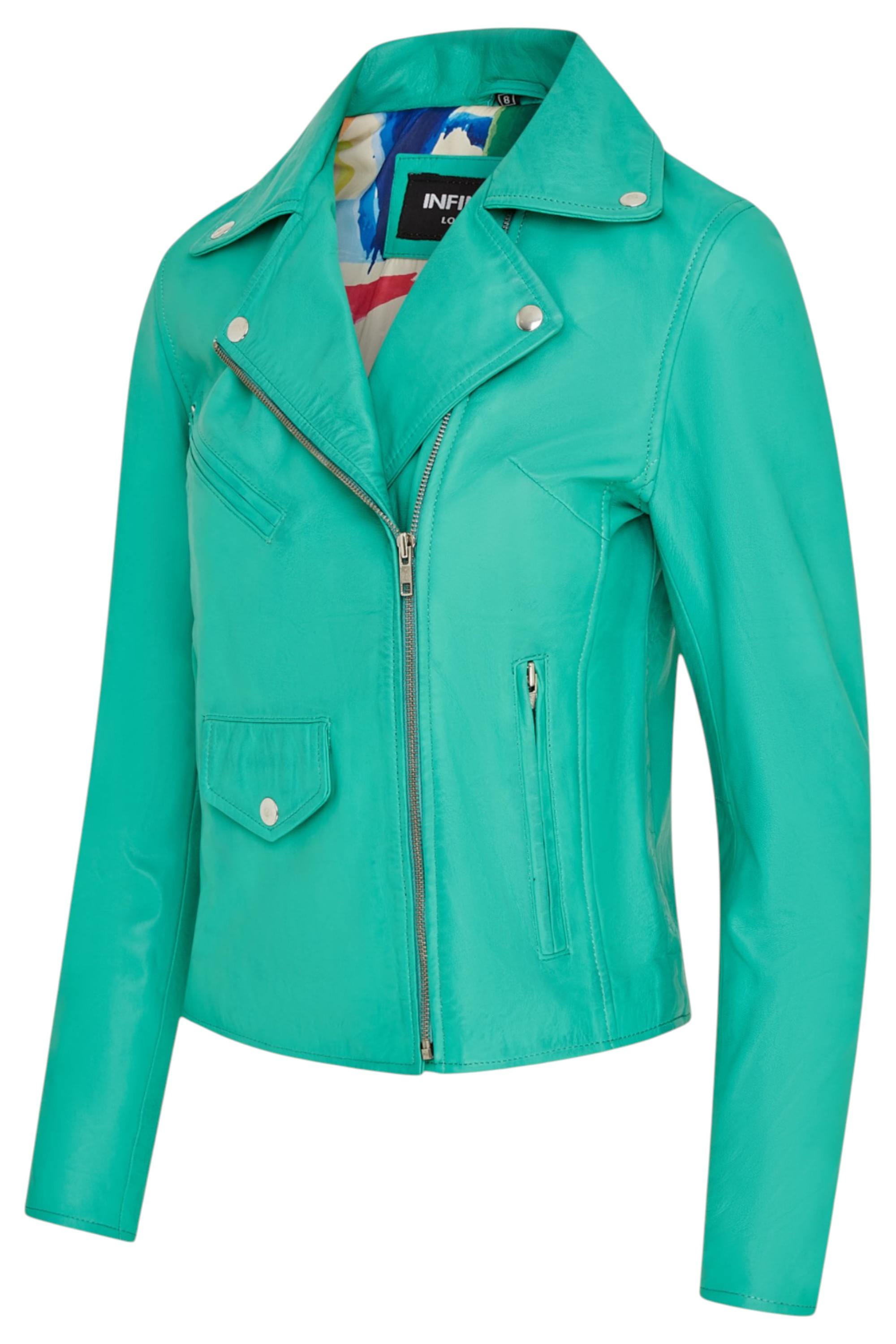 Aqua Classic Brando Biker Leather Jacket, Image 4 of 8