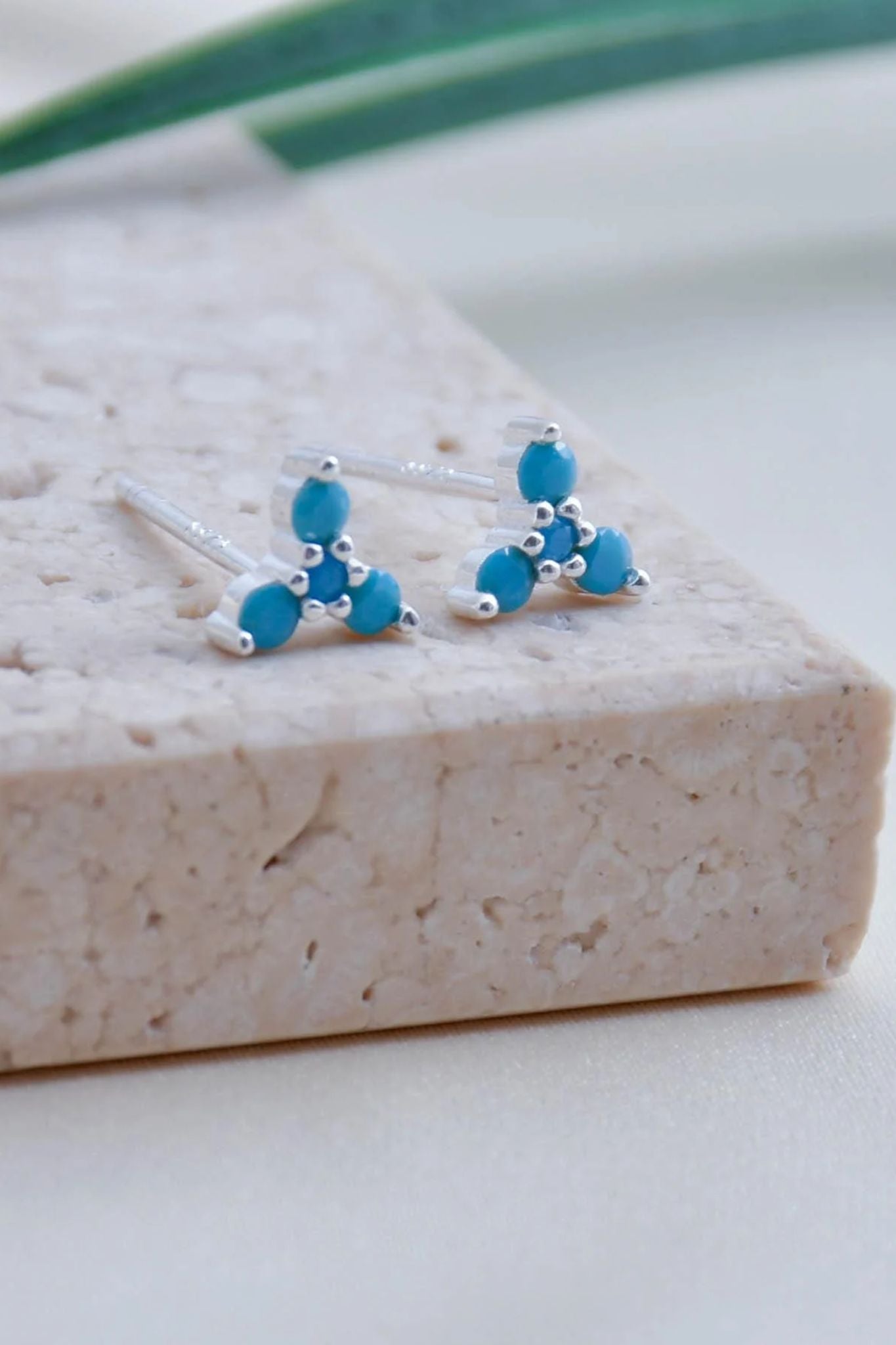 Silver Sterling Silver Turquoise Flower Studs, Image 1 of 3