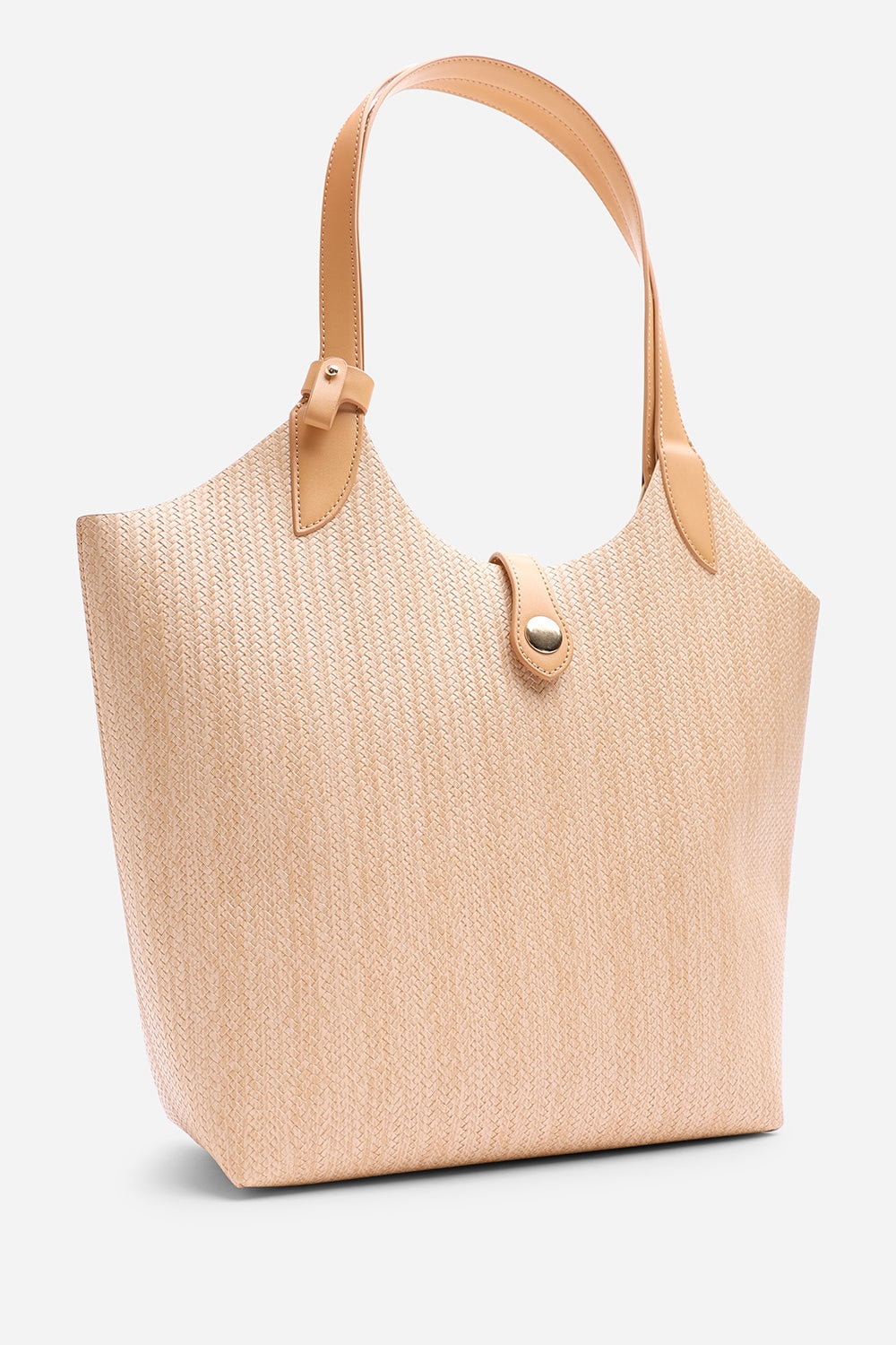 Beige Akira Raffia Shoulder Bag with Contrast Front Pocket, Image 3 of 7