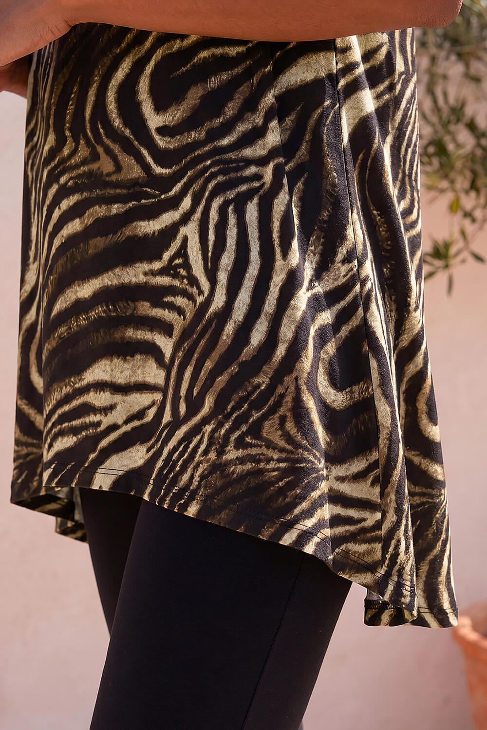 Natural Zebra Print Hanky Hem Top, Image 5 of 4