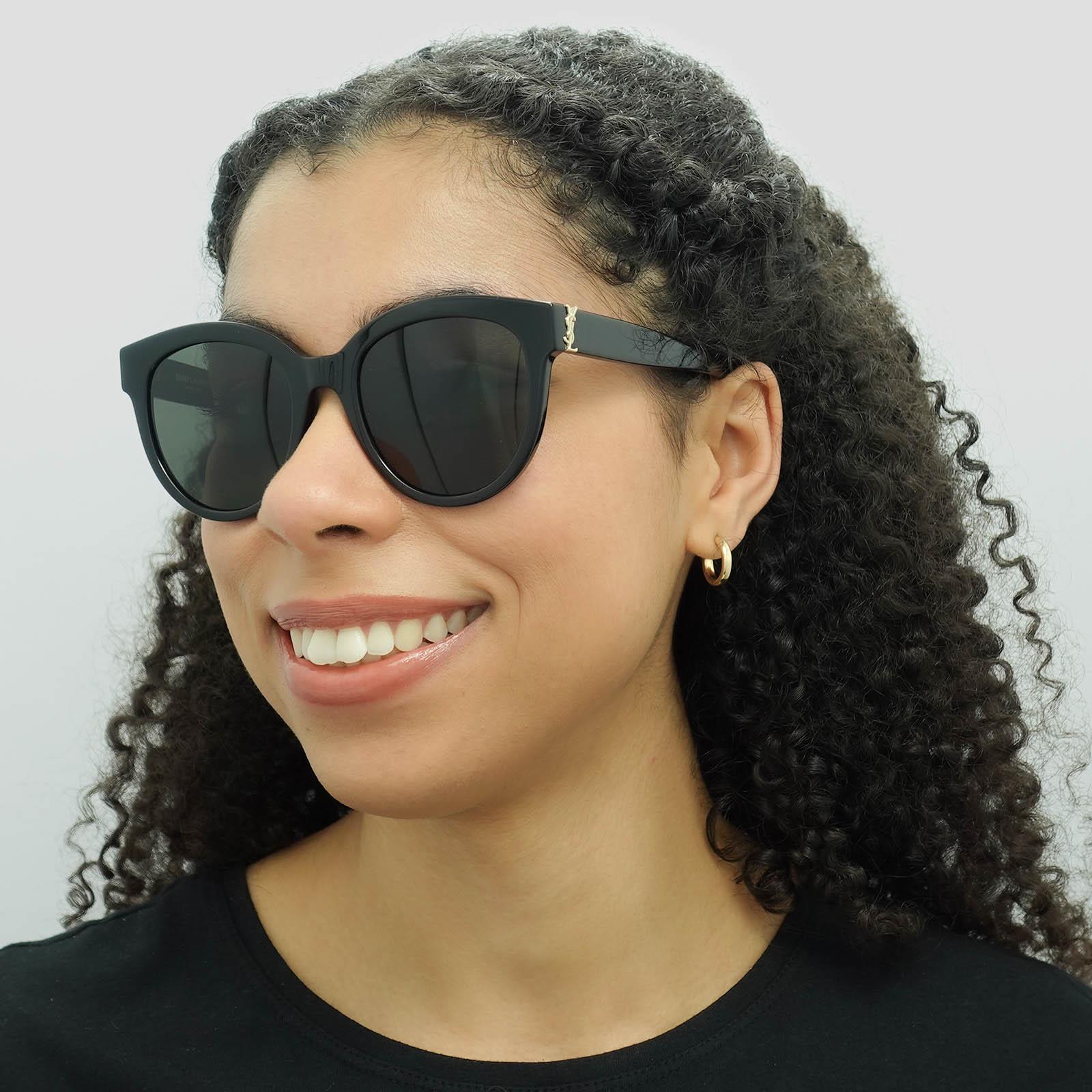 Black Saint Laurent Black Round Black Grey Sunglasses, Image 6 of 6