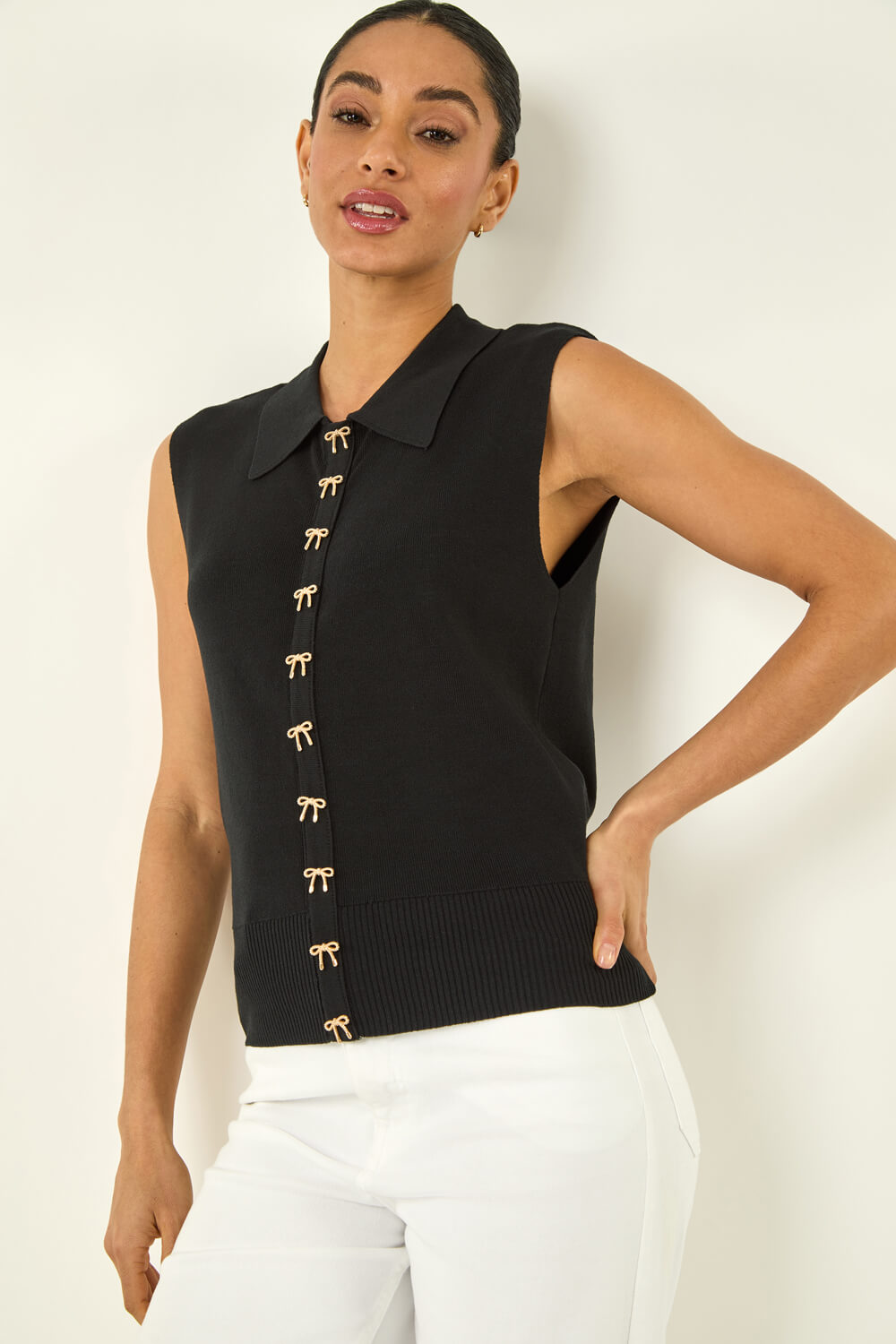 Black Dusk Bow Detail Knit Top, Image 5 of 5