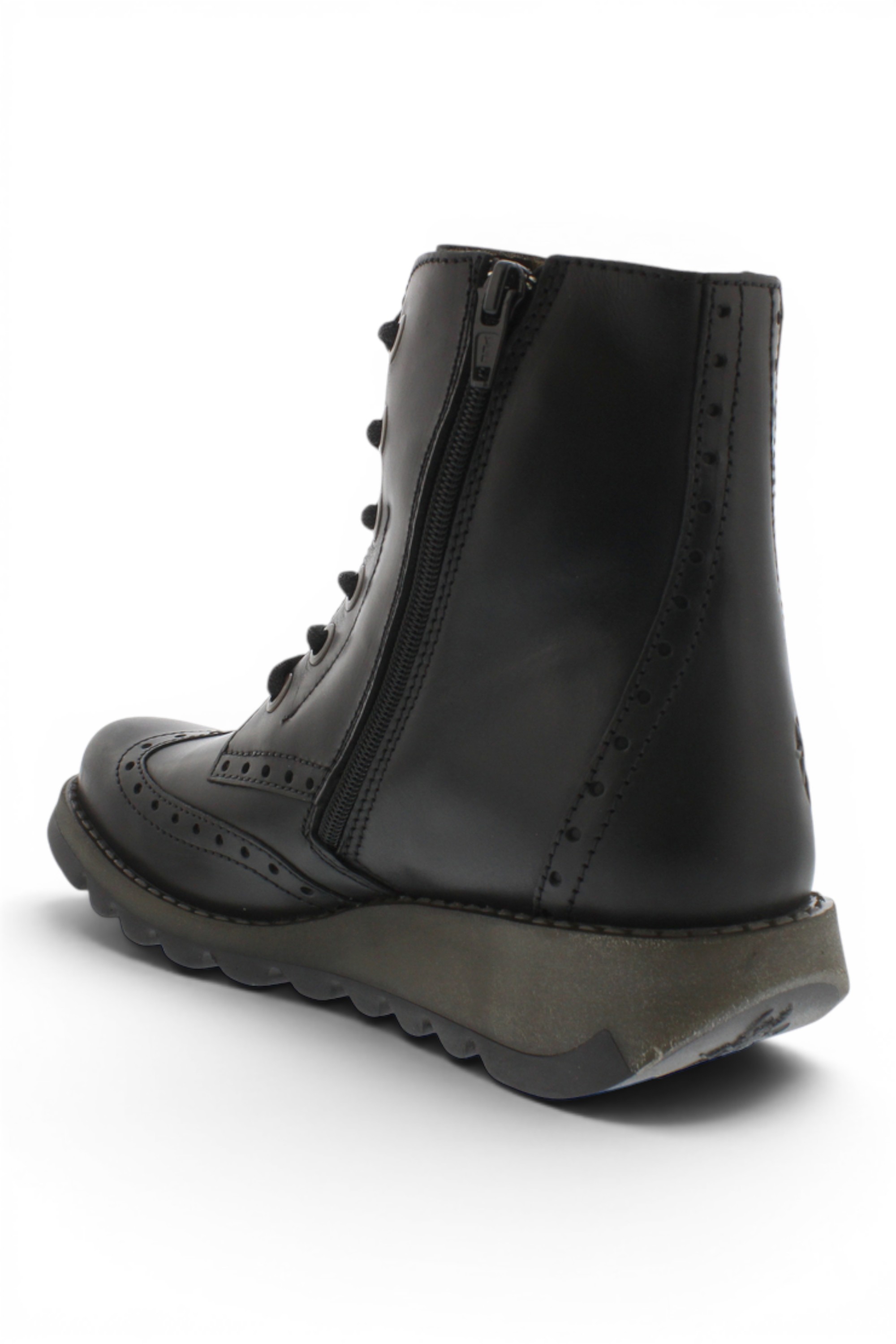 Black Womens Leather Ankle Boots-SARL069, Image 4 of 5