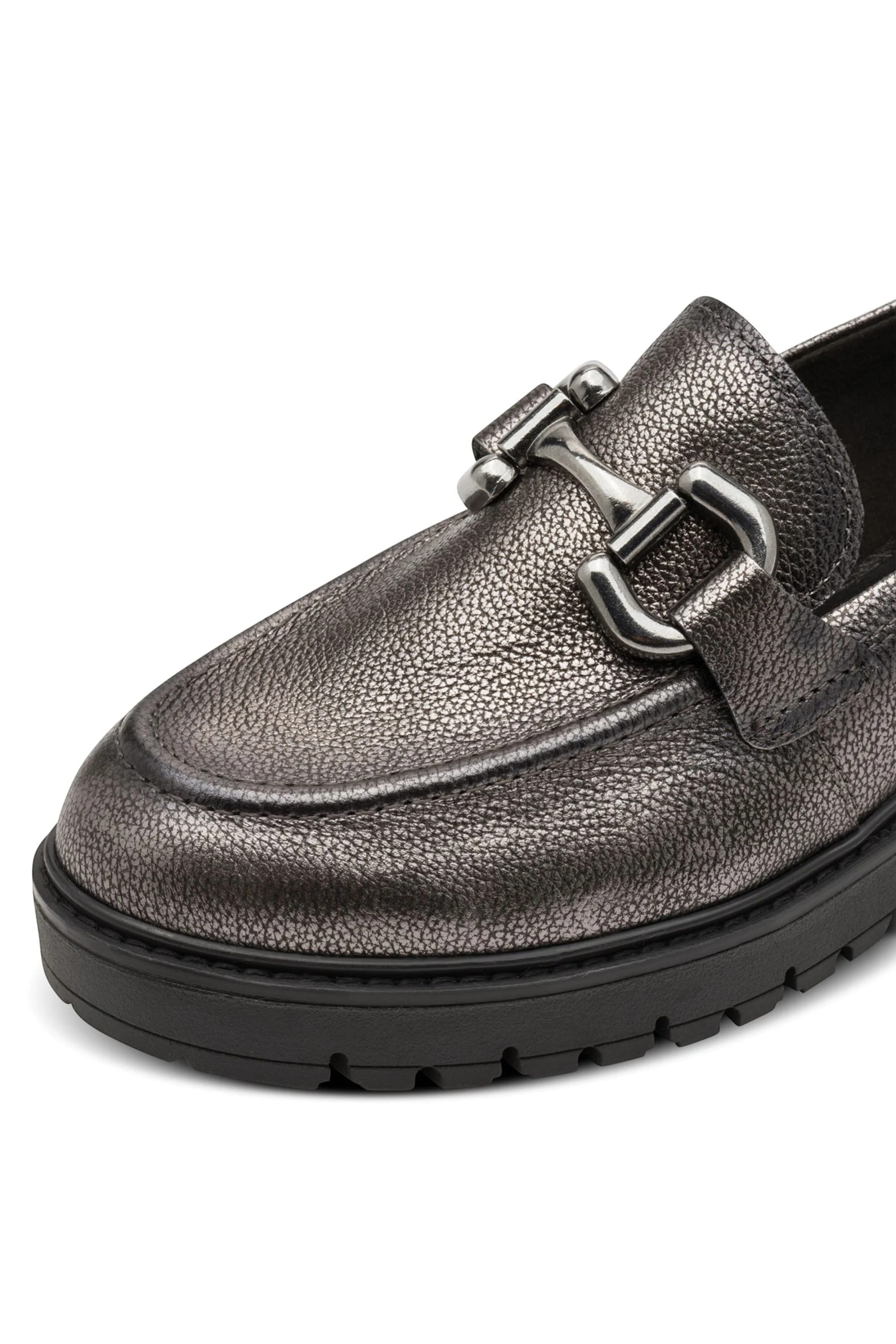 Silver Tamaris Silver Tamaris  Pewter Leather Platform Loafers, Image 8 of 8
