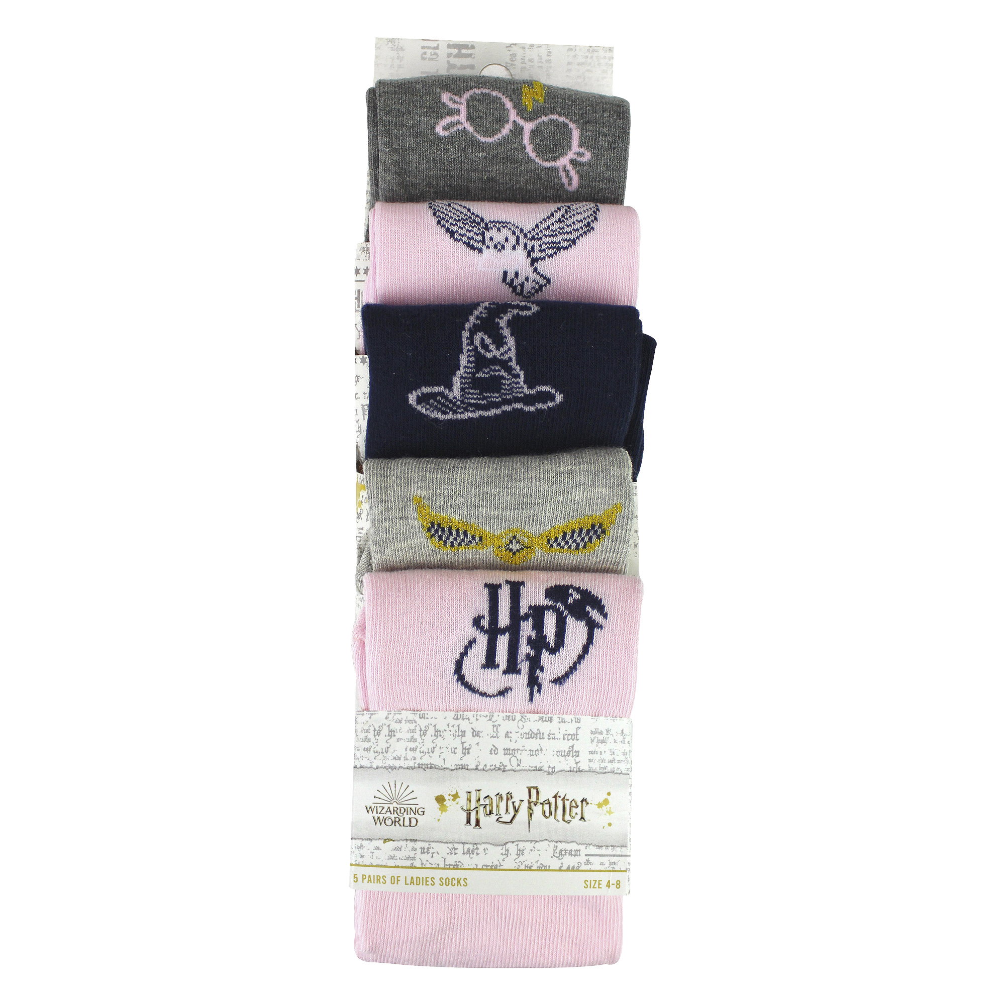 Multi 5 Pairs Ladies Cotton Novelty Socks - Harry Potter Pattern Comfortable Socks, Image 4 of 4