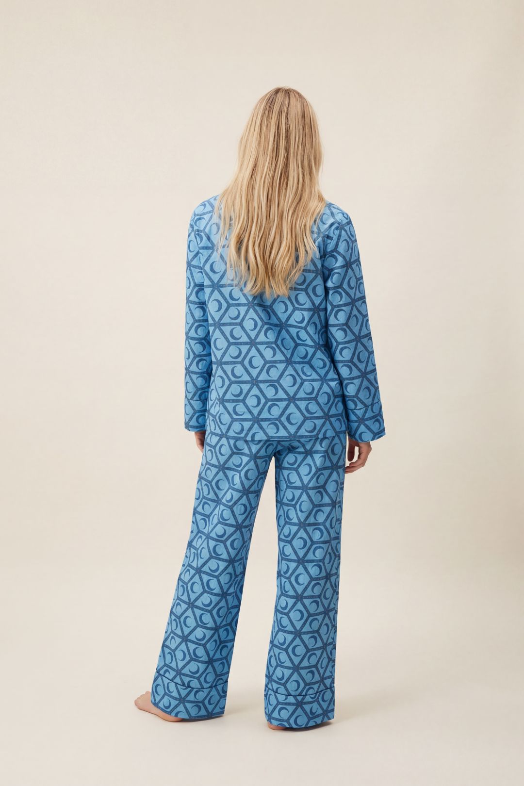 Sky Blue The Night Store Sky Blue Celestial Cotton Pyjama Trouser Set, Image 3 of 4
