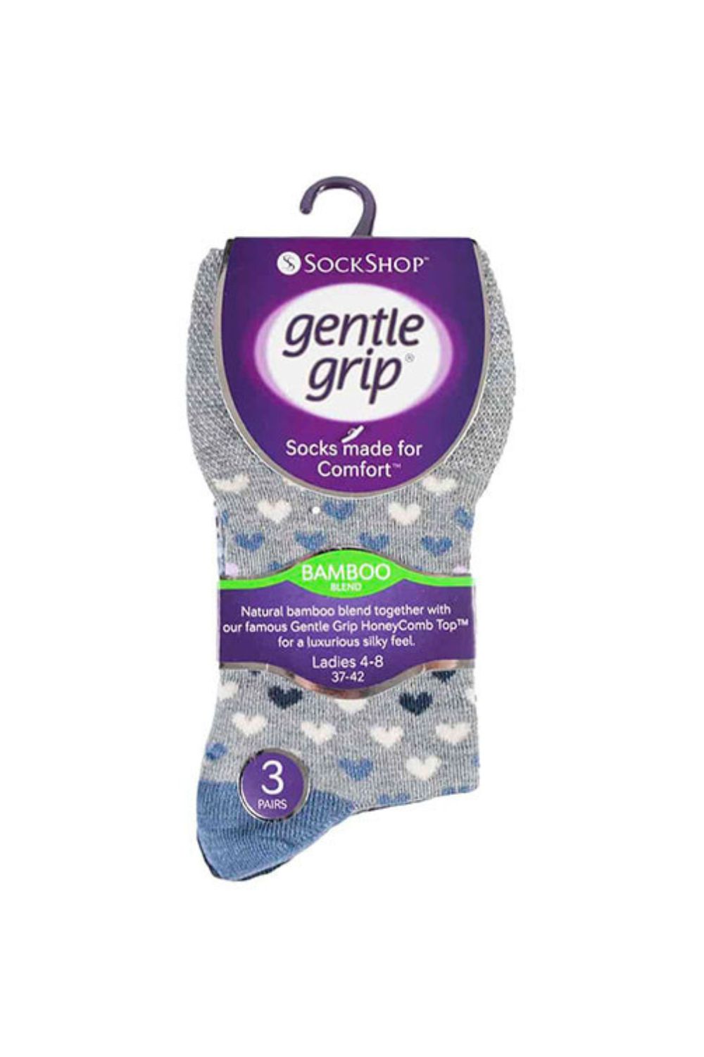 Blue 6 Pack Non Elastic Loose Top Bamboo Socks, Image 2 of 5