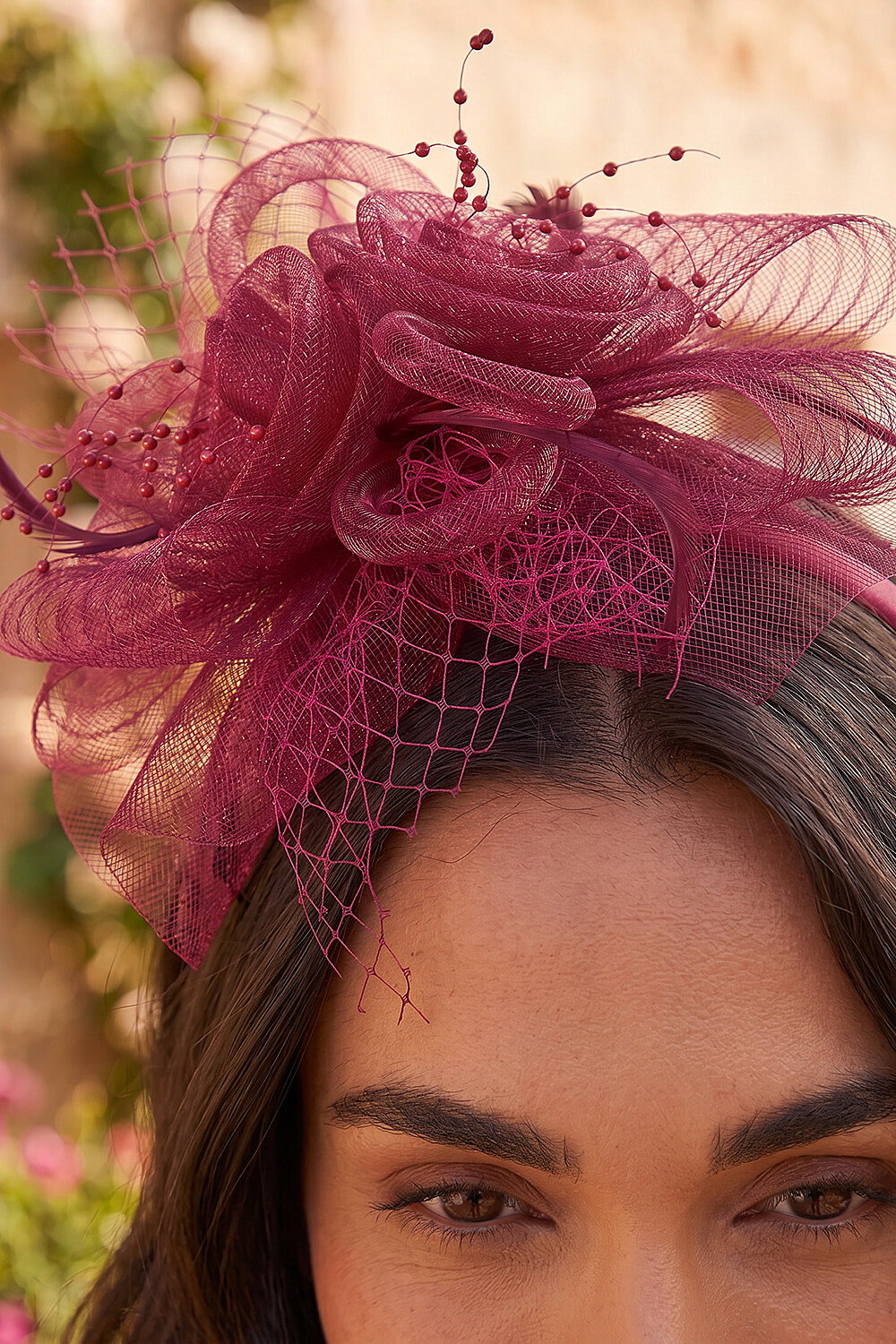 Rose Floral Twist Fascinator, Image 3 of 4