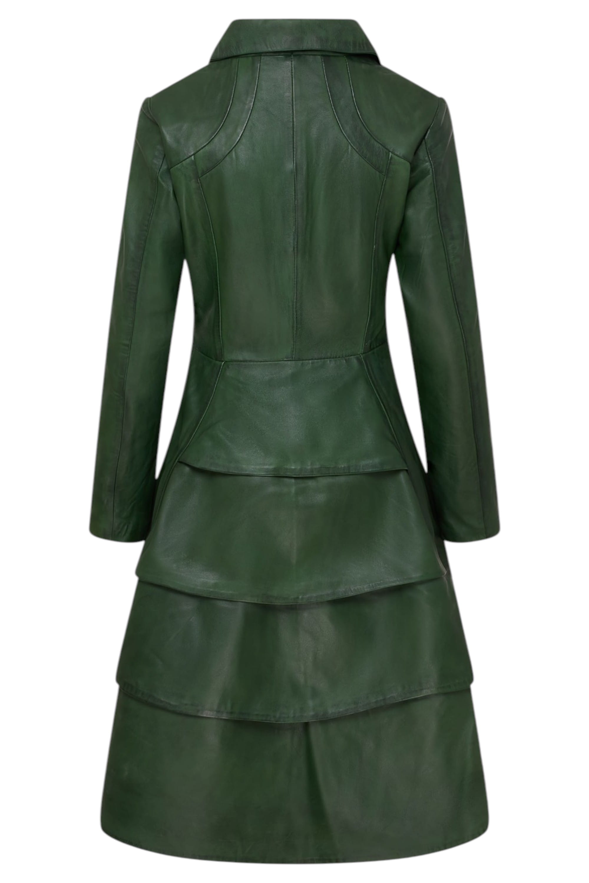 Green Goth Full Length Victorian Leather Coat, Image 4 of 6