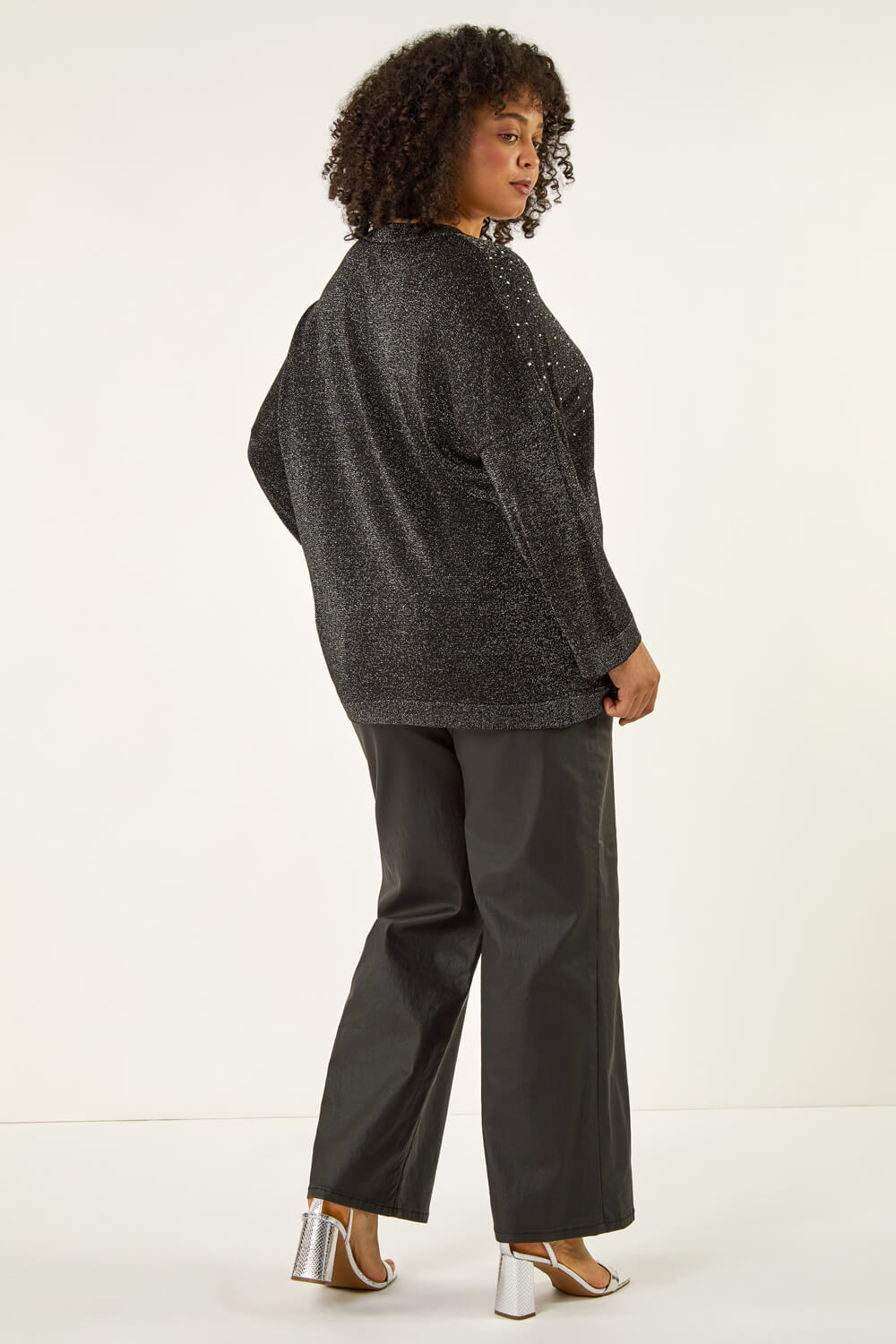 Black Curve Sparkly Knit Top, Image 4 of 5
