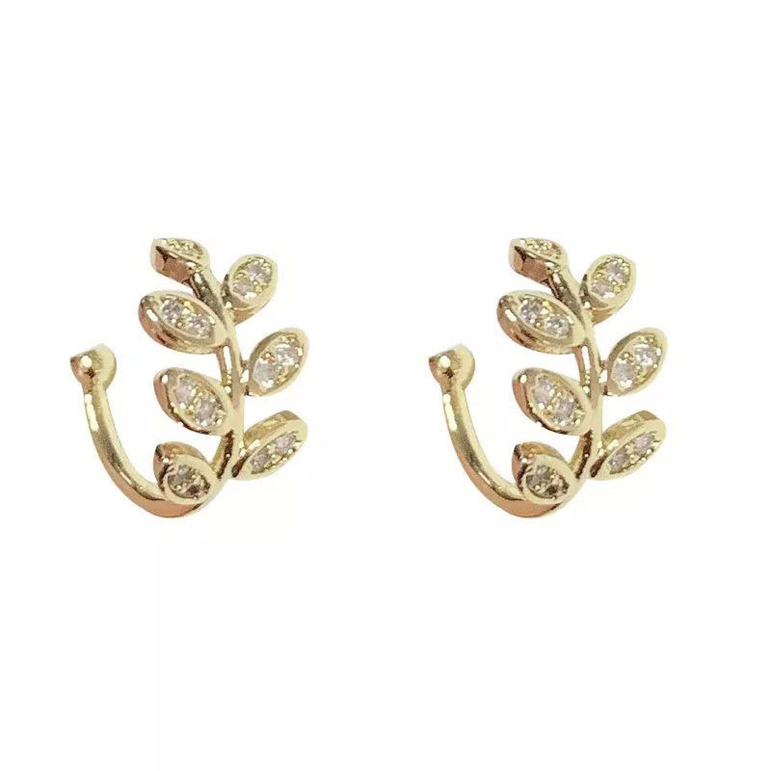Gold The Colourful Aura Gold The Colourful Aura Adjustable No-Piercing Leaf Ear Wrap Cuff, Image 1 of 1