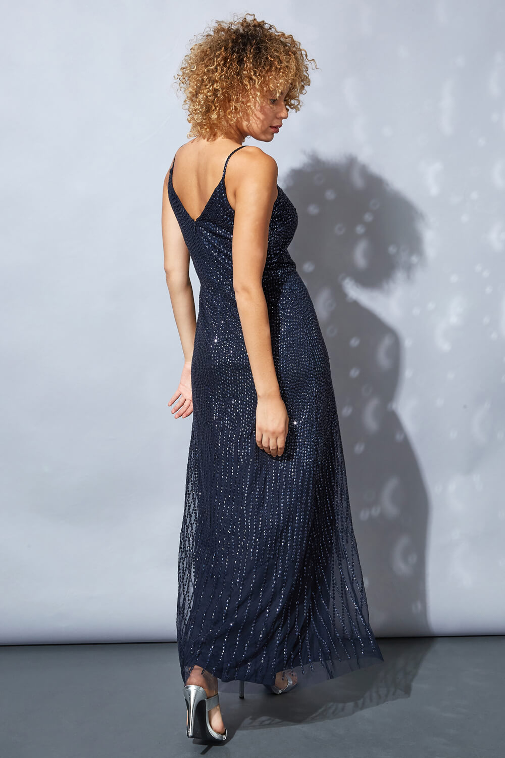 Navy Sequin Maxi Gown, Image 3 of 4