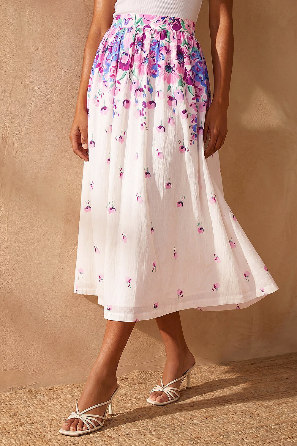 Purple Dusk Floral A-Line Skirt, Image 1 of 5