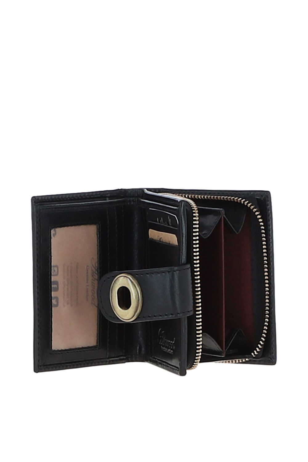 Black Real Leather Purse with Turnlock & Zip Pocket, Image 2 of 3