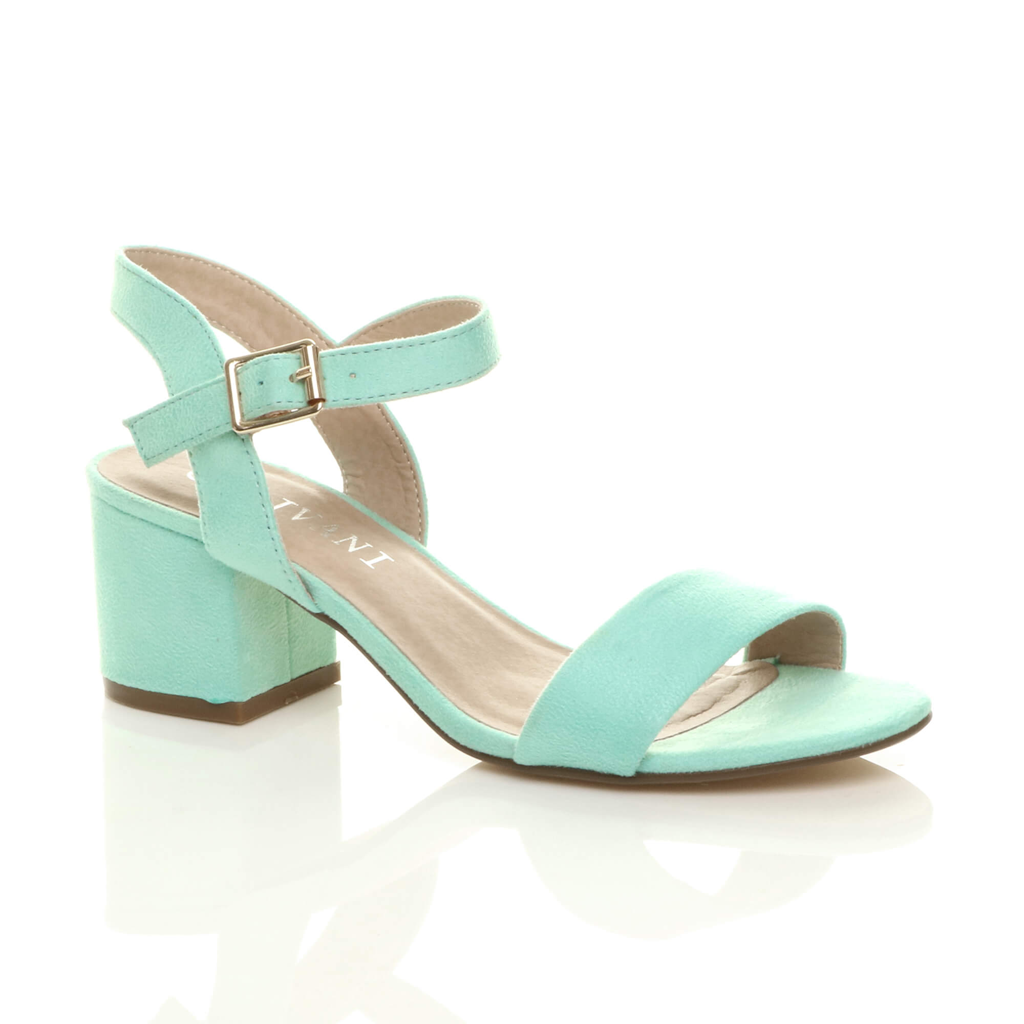 Purple Mid Block Heel Strappy Sandals