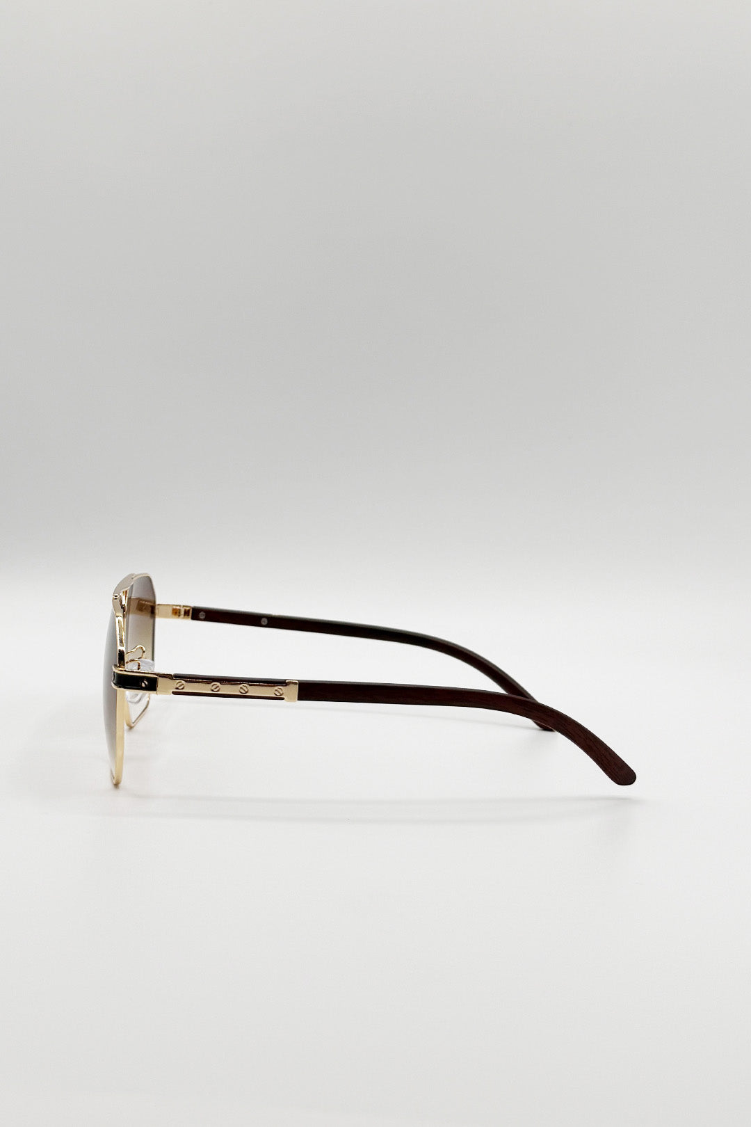 Brown SVNX Brown Retro Square Navigator Sunglasses in Brown, Image 4 of 5