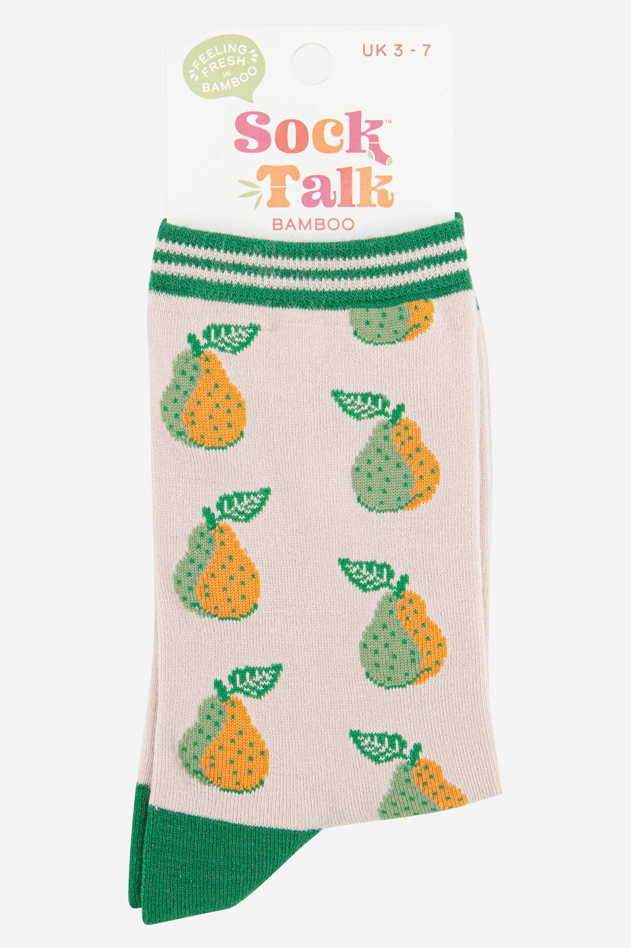 Cream Pear Fruit Bamboo Socks - Cream, Image 3 of 3