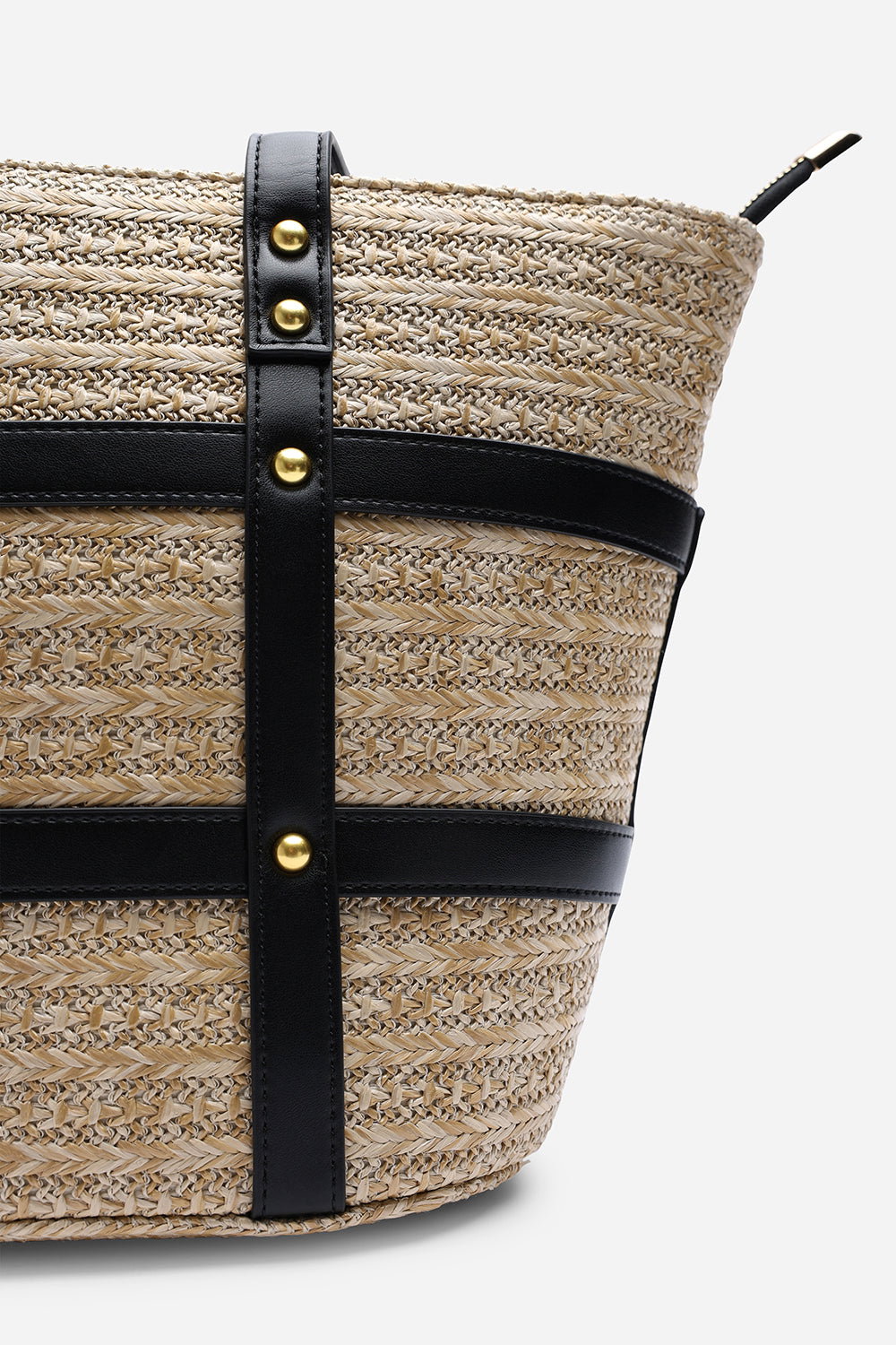 Catalina Large Raffia Bag with Stud Detail, Image 6 of 7