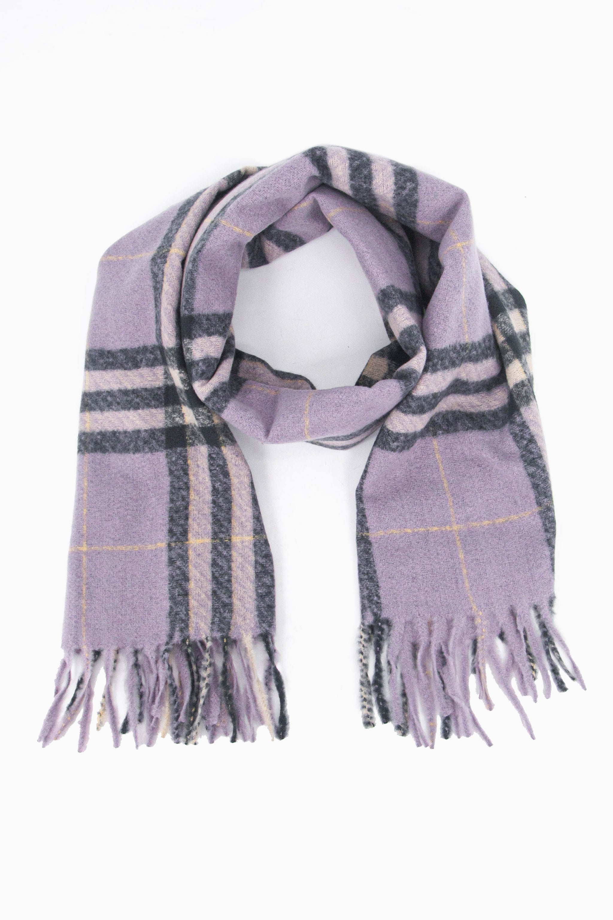 Lilac Traditional Tartan Check Winter Scarf, Image 1 of 3