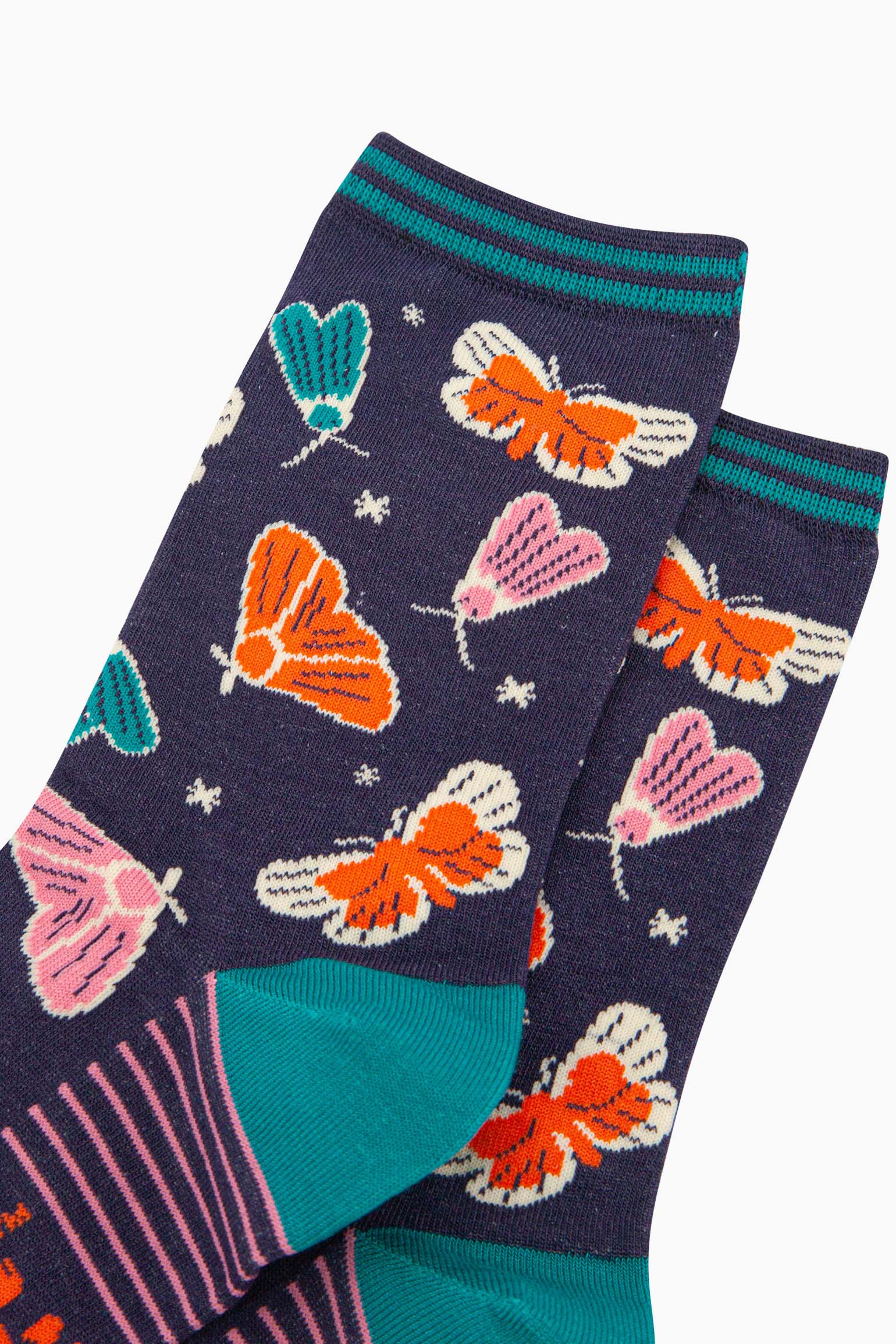 Navy Blue Night Flying Moths Bamboo Socks, Image 3 of 4