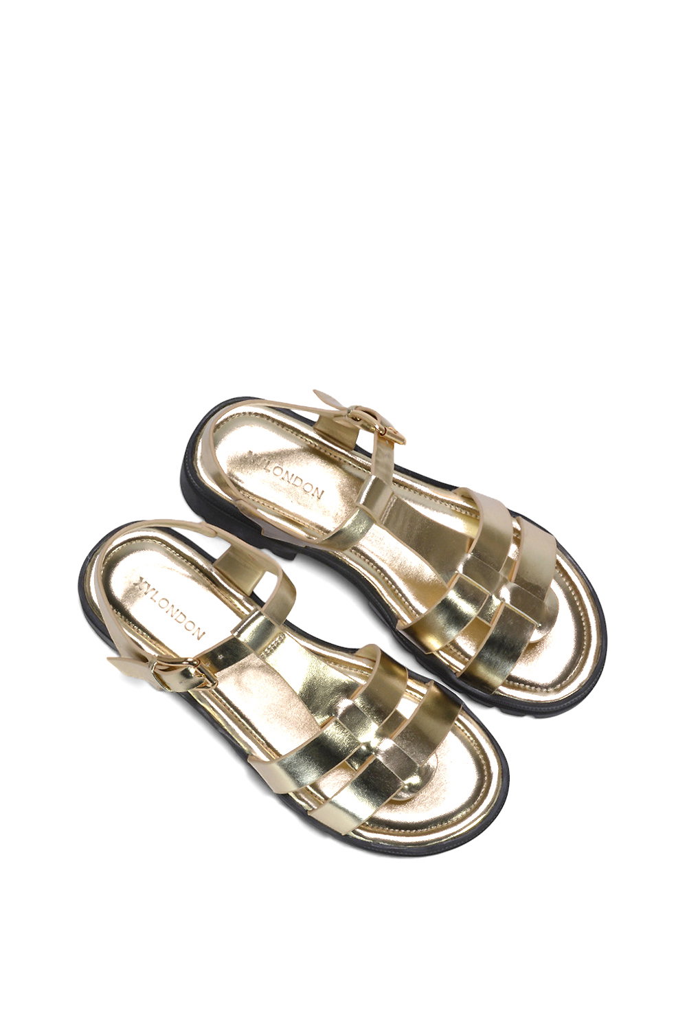 Gold XY LONDON Gold 'Maddison' Chunky Gladiator Sandals With Ankle Strap, Image 6 of 6