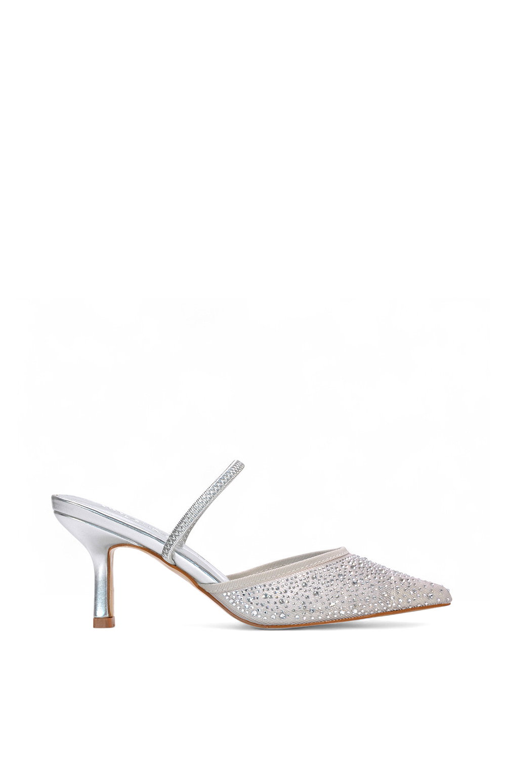 Black 'Chase' Stiletto Heel Court Shoes With Mesh And Rhinestones