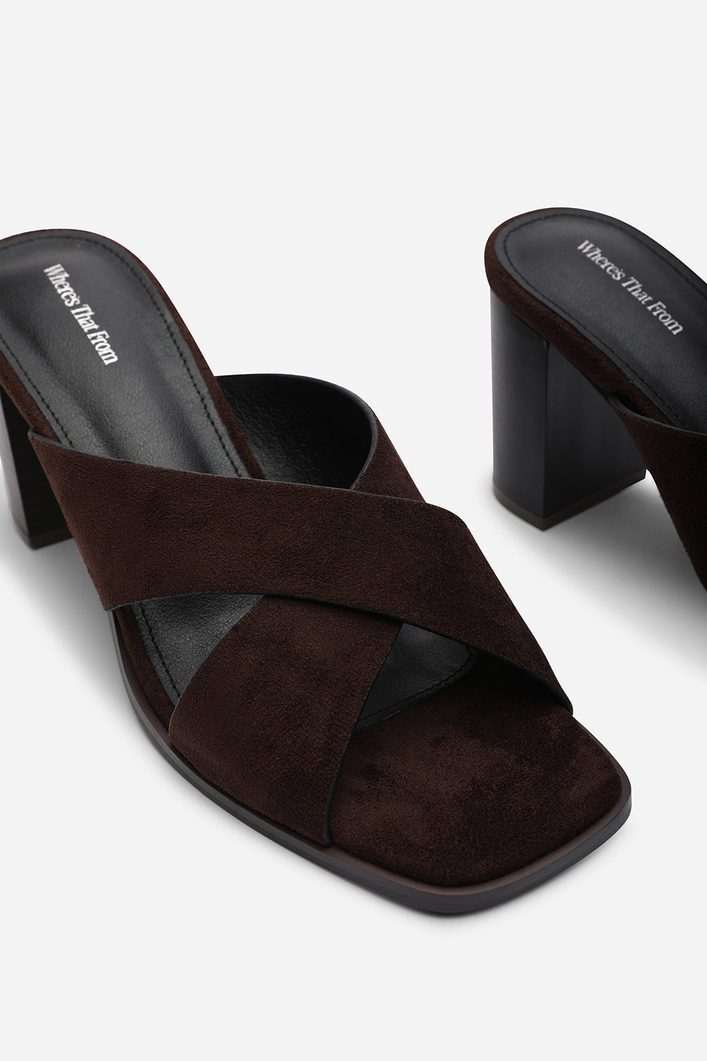 Dark Brown Livana Crossover Strap Block Heel Sandal, Image 5 of 6