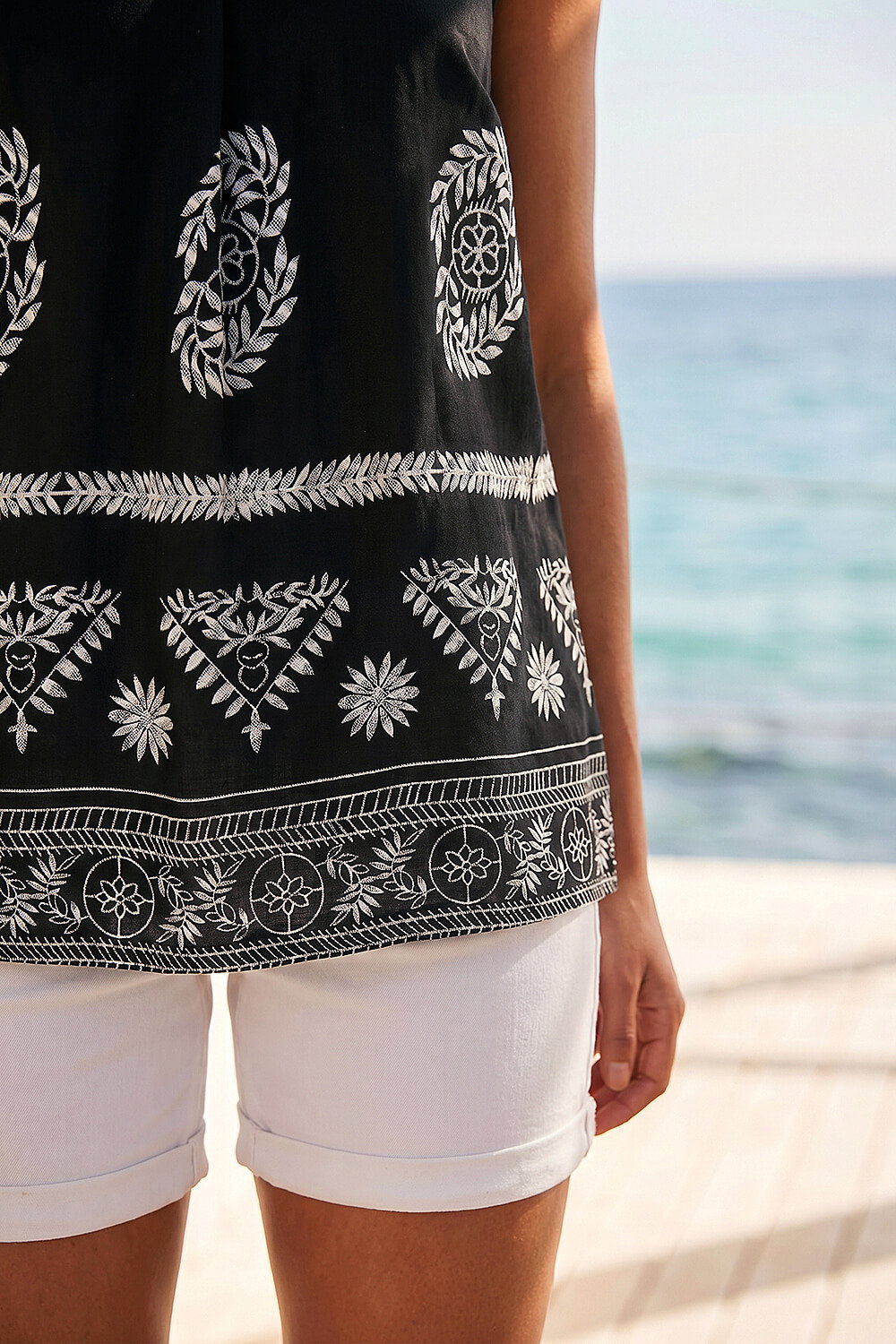 Black Mono Border Print Vest, Image 5 of 4