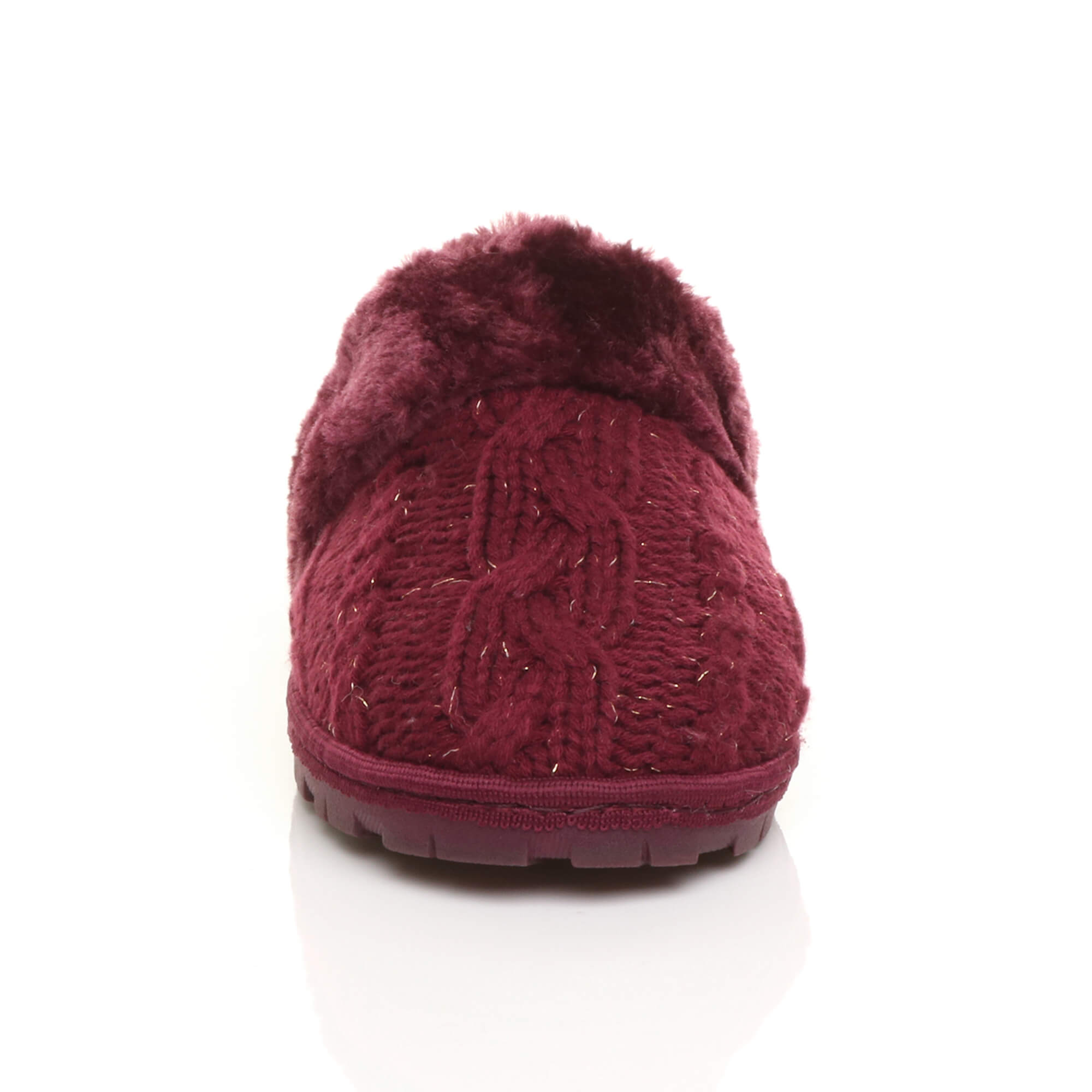 Burgundy AJVANI Burgundy Glitter Knitted Mules Slippers, Image 5 of 5