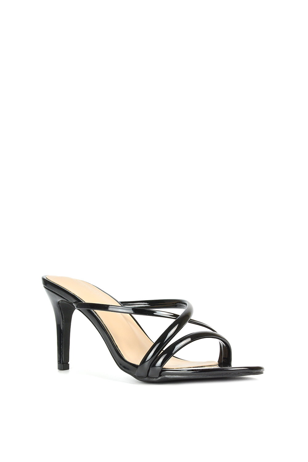 Black 'Angel' Stiletto High Heel Mule Sandals, Image 2 of 6