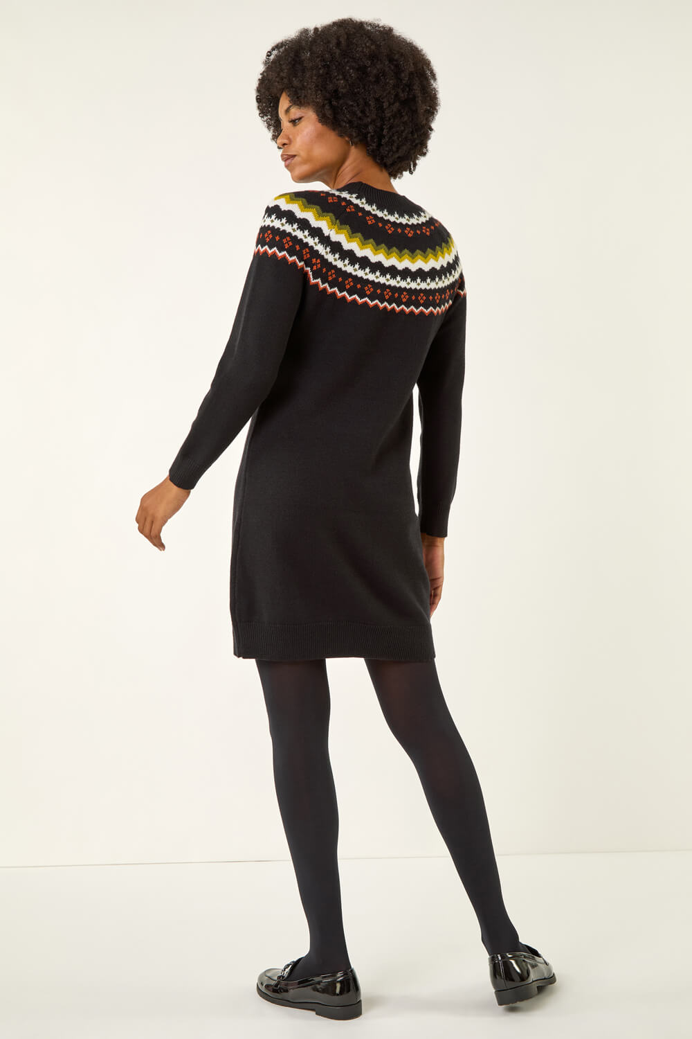 Black Fairisle Knit Jumper Dress, Image 4 of 5