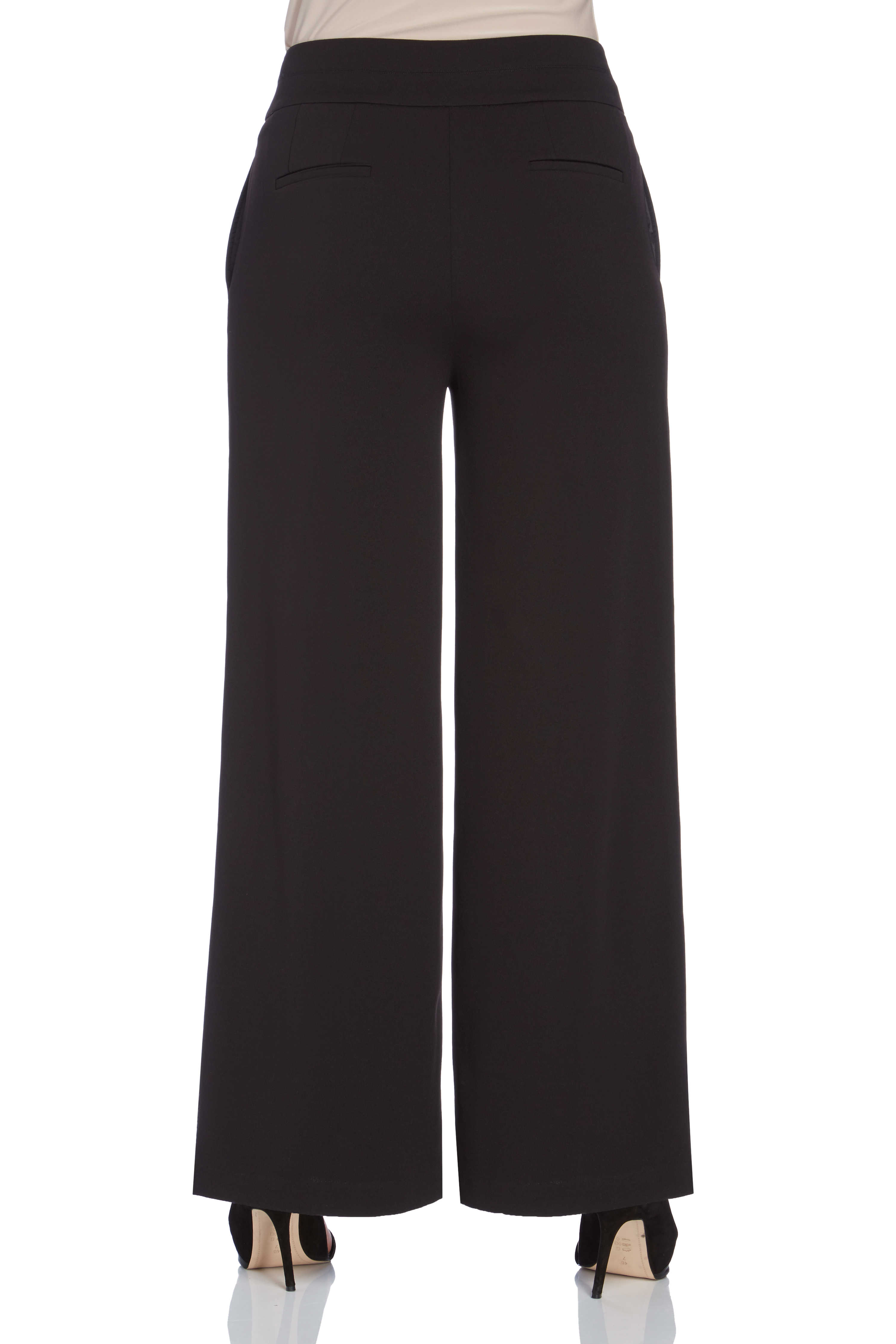 Black Wide Leg Stretch Trouser, Image 3 of 4