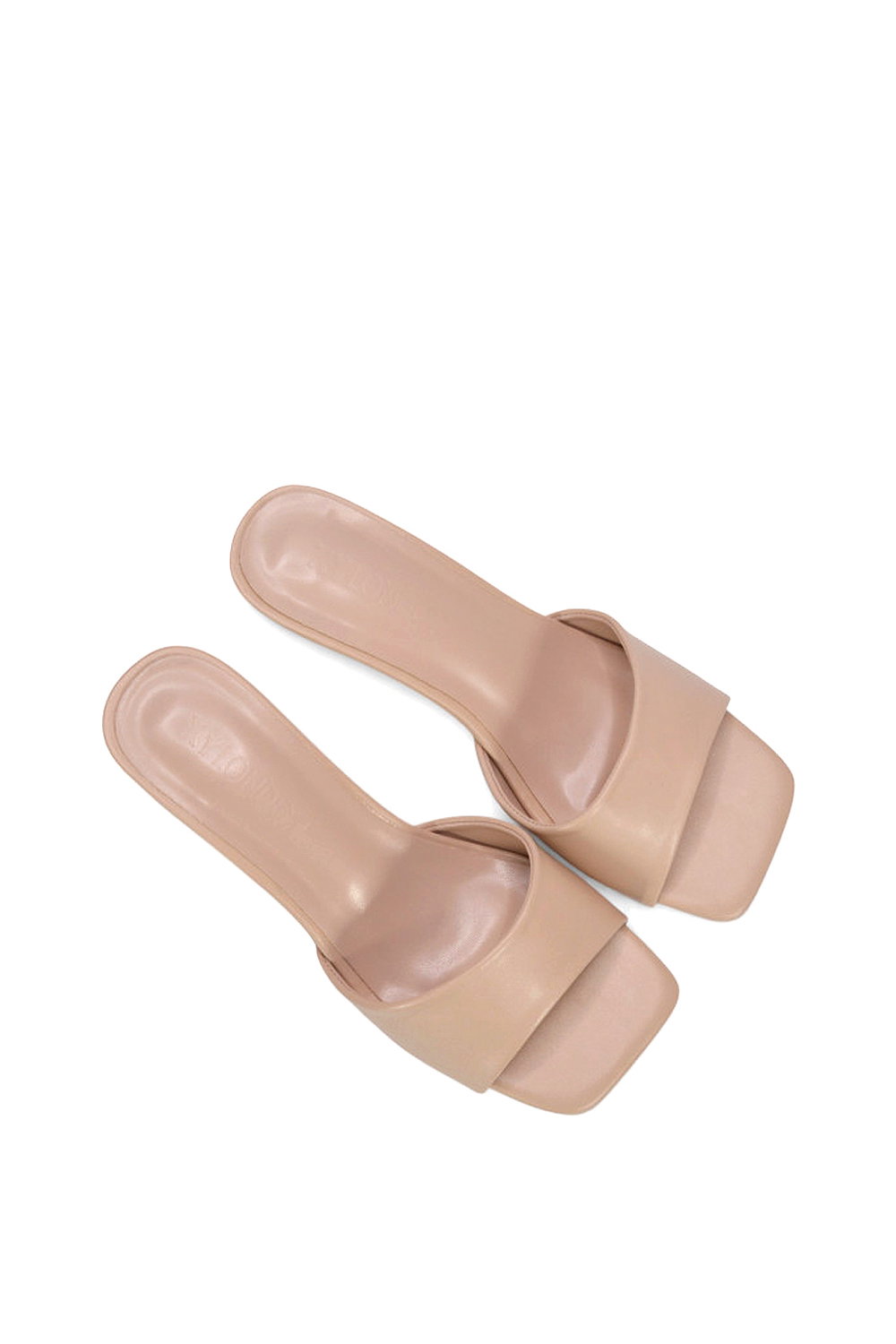 Beige 'Pearl' Square Toe Stiletto Kitten Heel Mule Sandals, Image 6 of 6