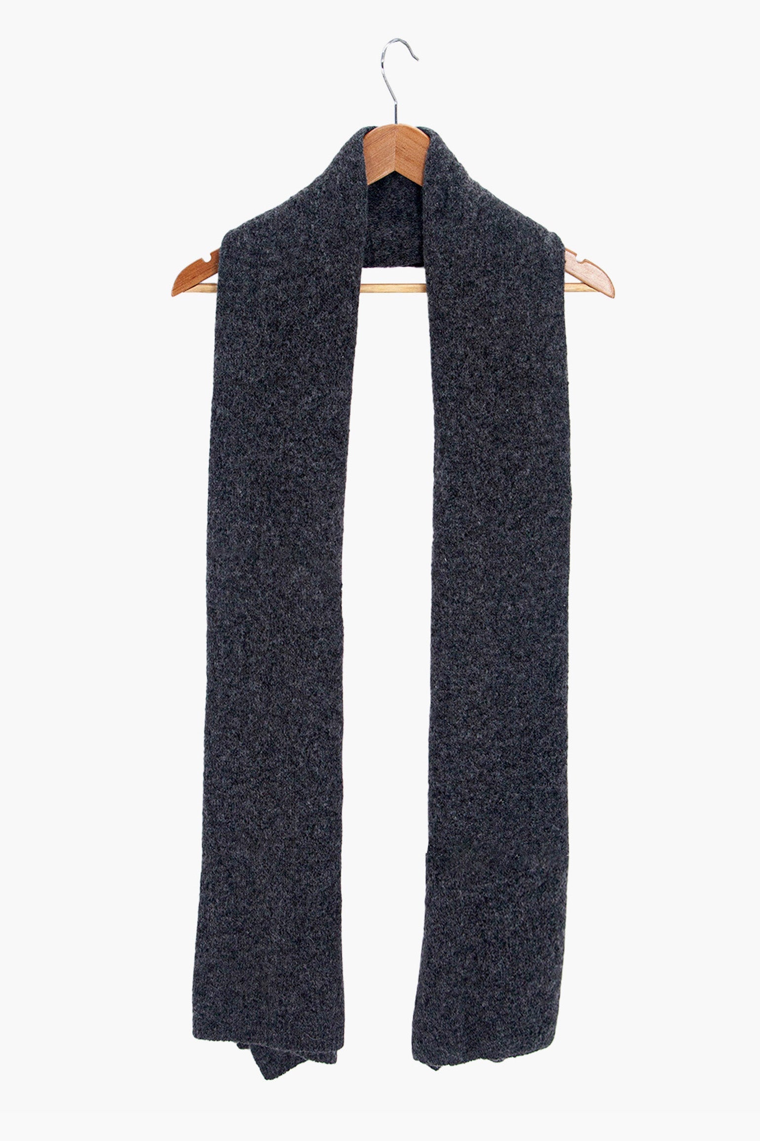 Dark Grey Plain Wool Blend Winter Scarf, Image 3 of 4