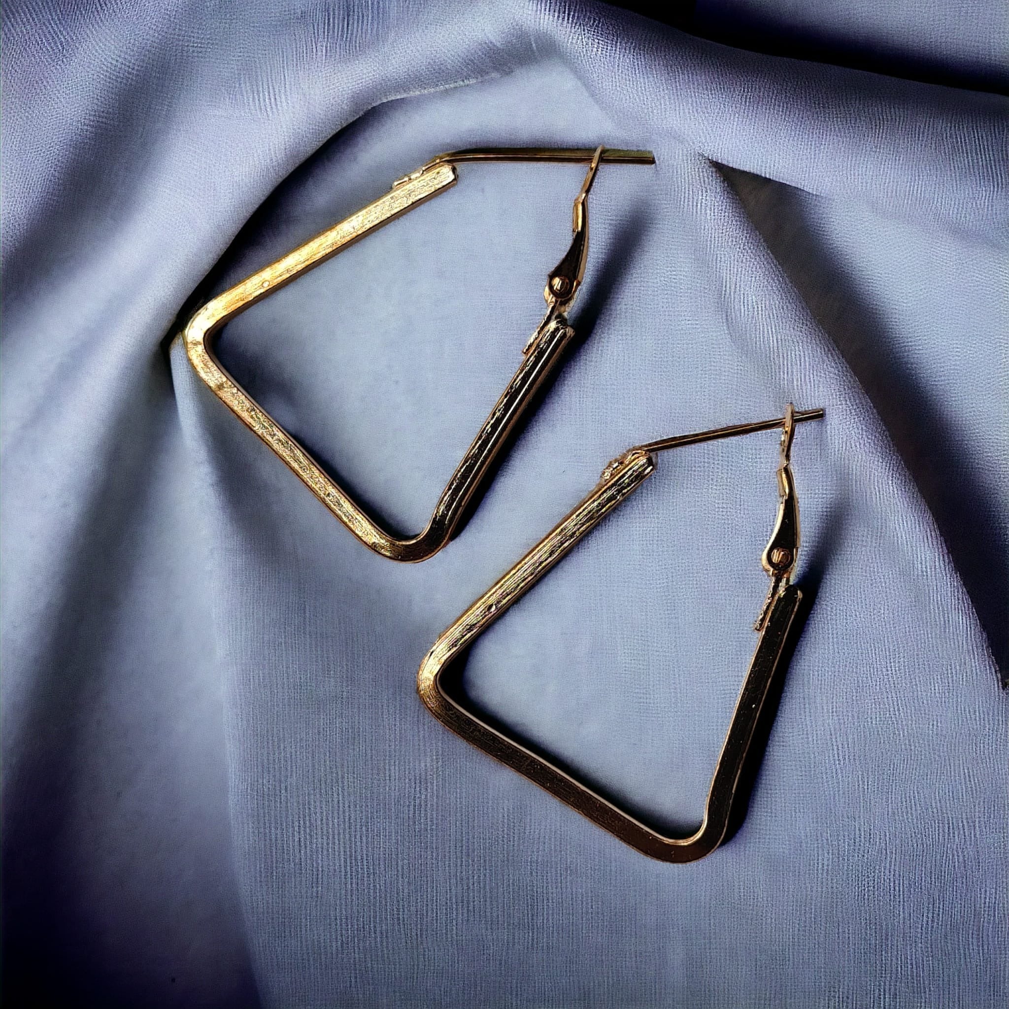 Gold Small Triangle Dainty Hoop Earrings, Image 1 of 1