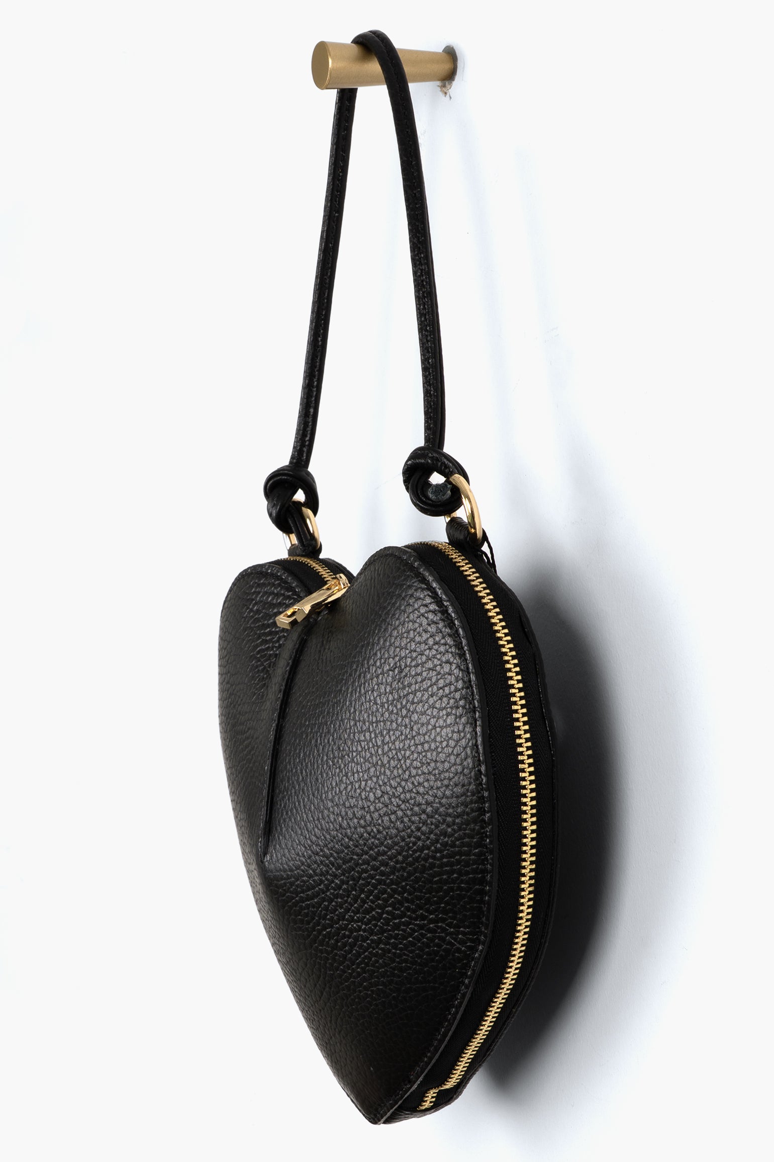 Black Italian Leather Heart Crossbody Bag, Image 3 of 5