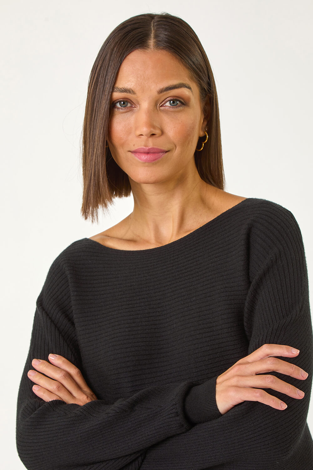 Batwing Ribbed Sleeve Pocket Jumper