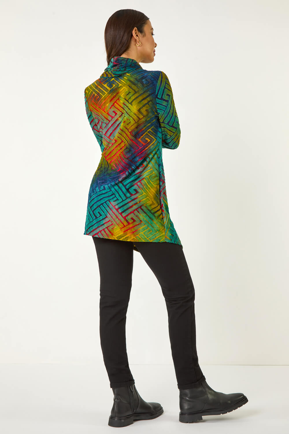 Red Geometric Textured Tunic, Image 5 of 5