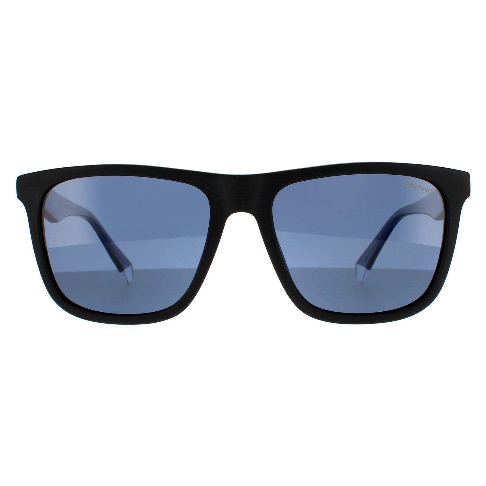 Black Square Black Transparent Blue Blue Polarized Sunglasses, Image 1 of 4