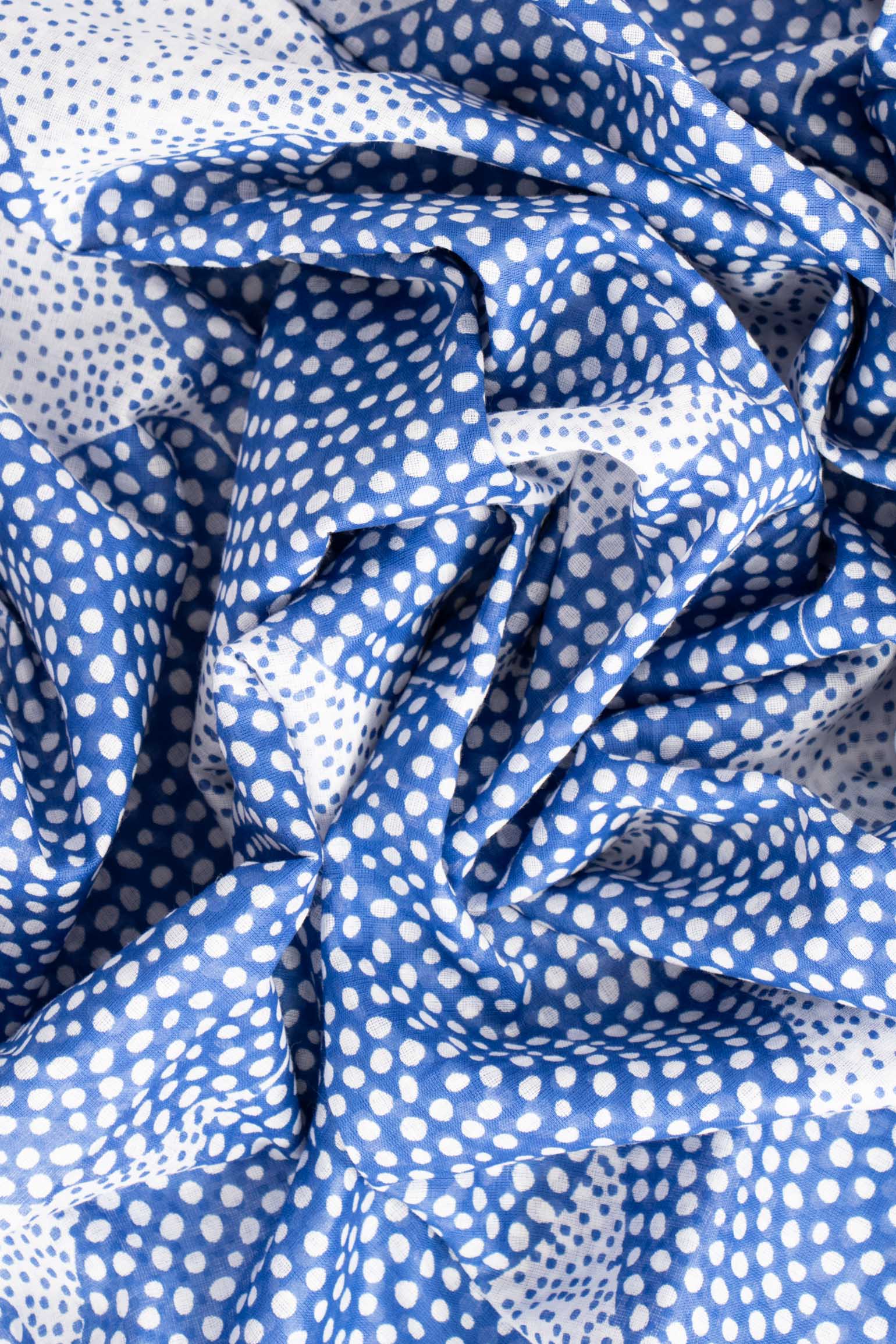 Blue Circles Spotted Cotton Lightweight Scarf, Image 4 of 4