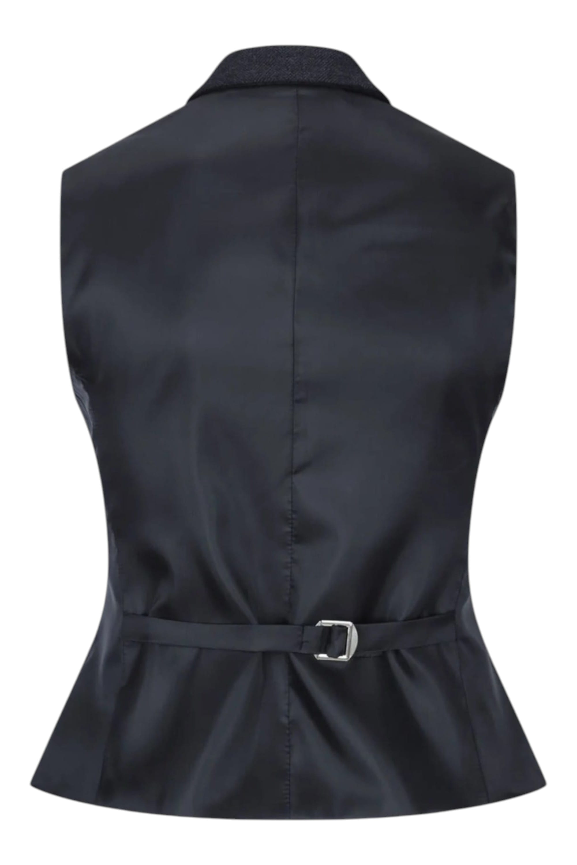 Black Infinity Leather Black Check Tweed Waistcoat Wool Blend Vest, Image 4 of 4