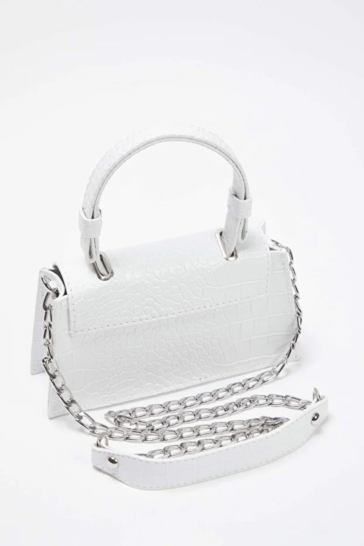 White Textured Crossbody Mini City Bag, Image 3 of 3