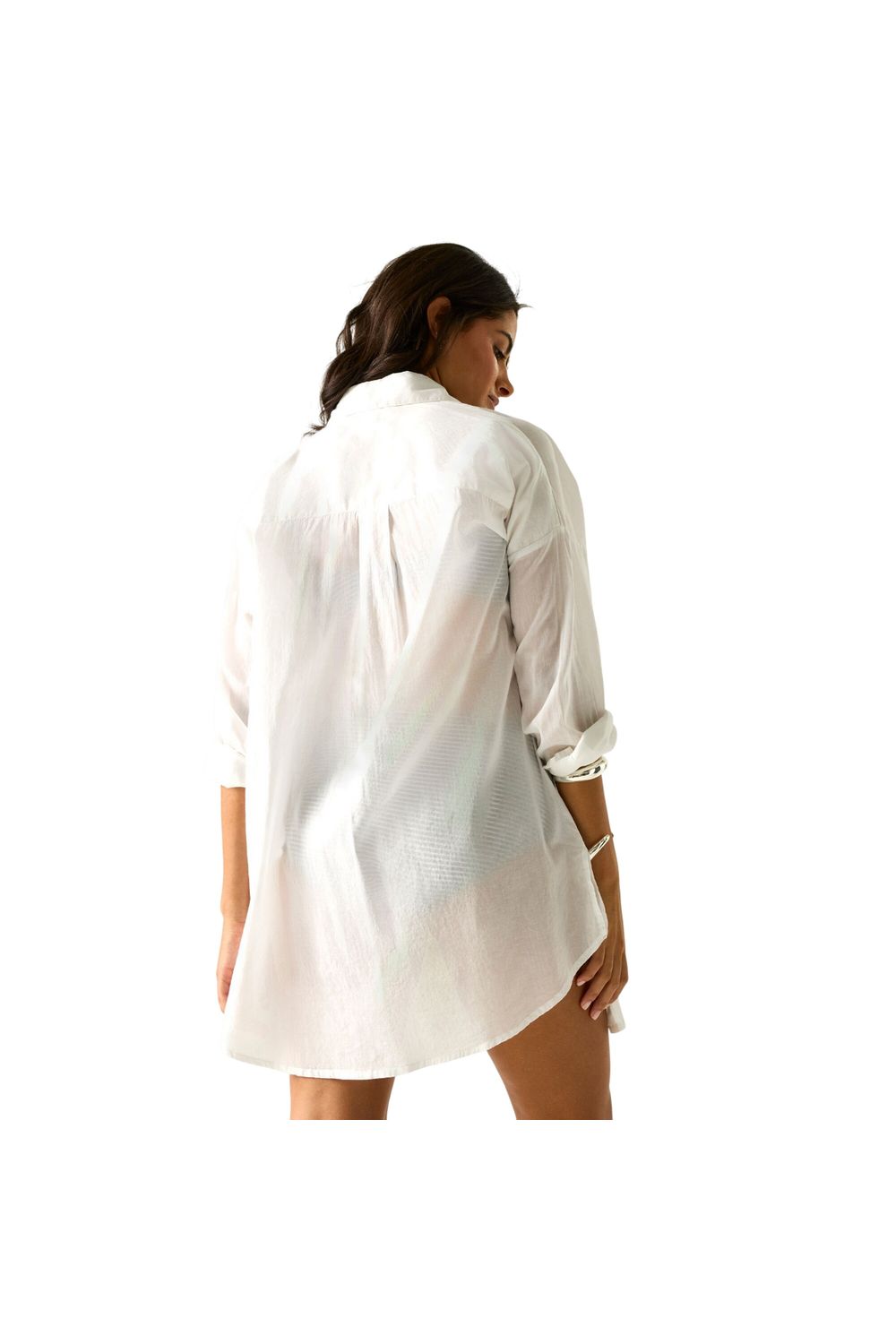 White Prena Cover Up Plain Beach Shirt, Image 5 of 5
