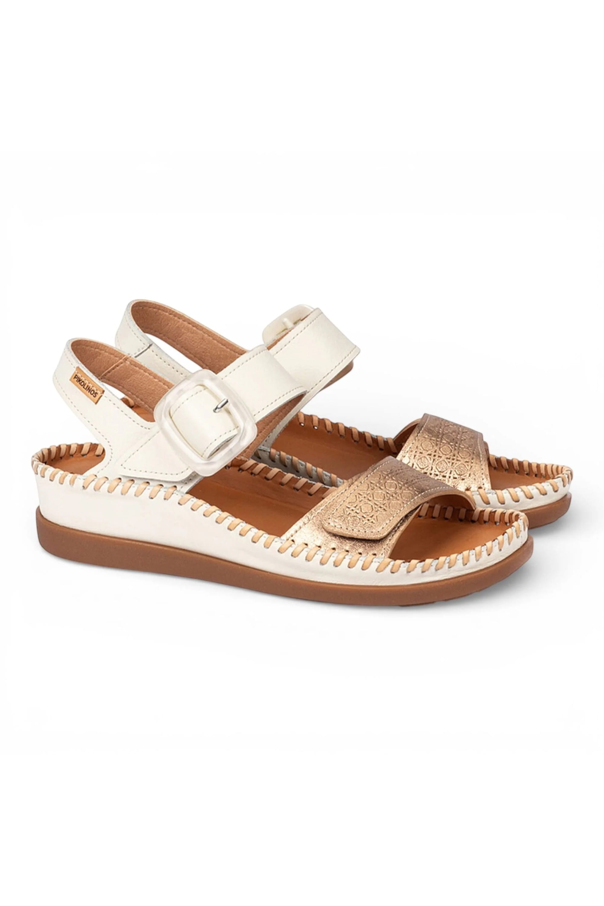 White Womens leather Summer Sandals-W8K-0555C1, Image 4 of 8
