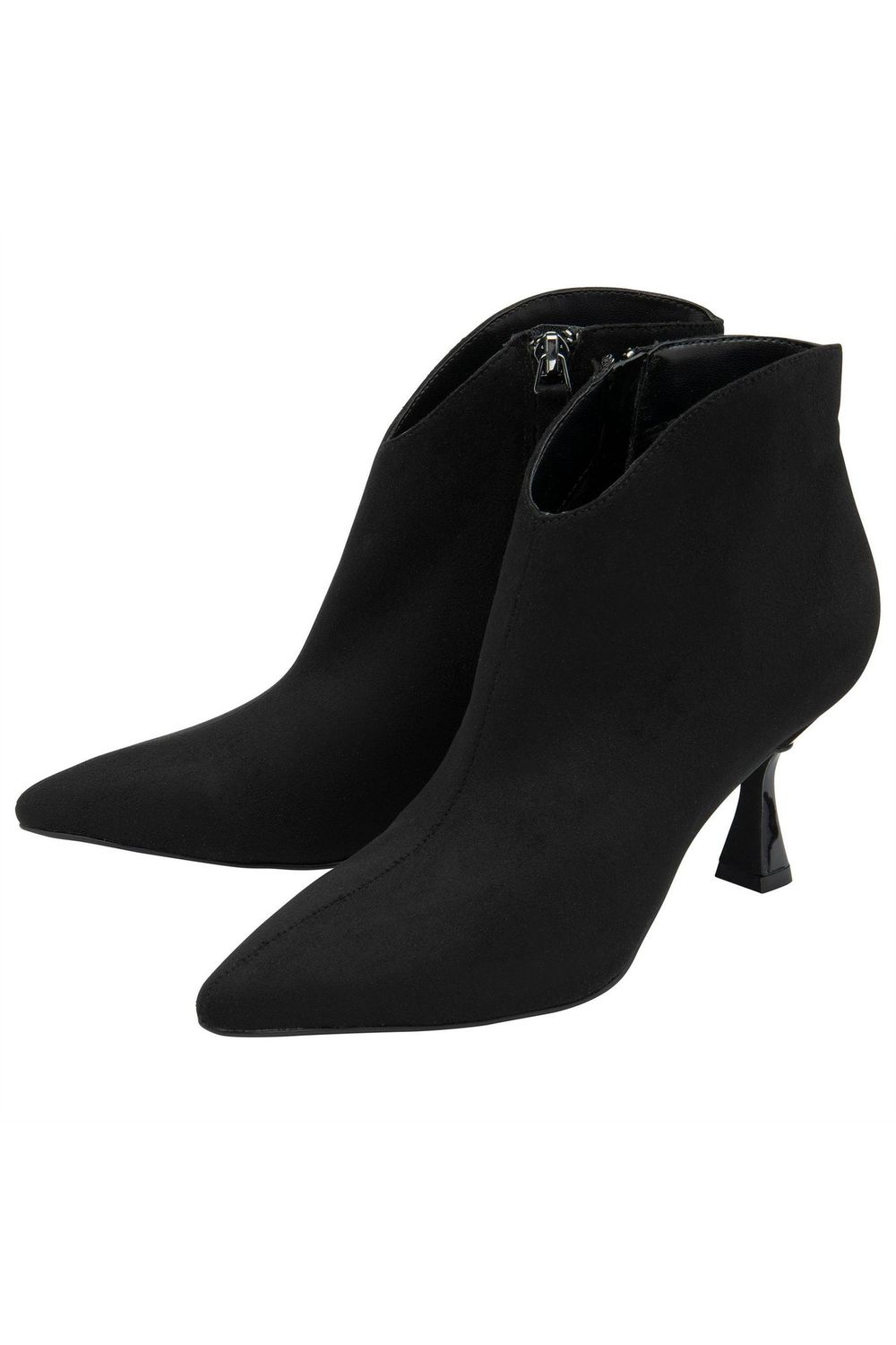 Black Amelia Faux Suede Kitten Heel Ankle Boots, Image 4 of 5